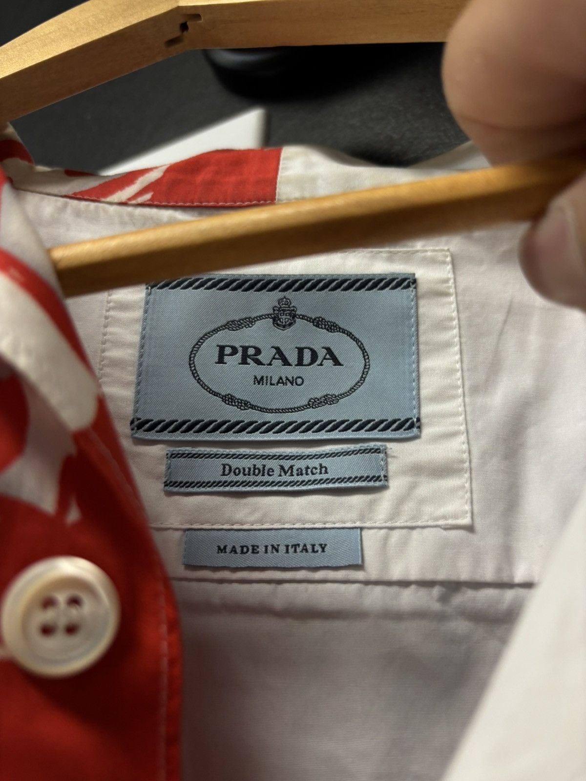 Prada Prada Double Match shirt red white Size US M / EU 48-50 / 2 - 7 Thumbnail