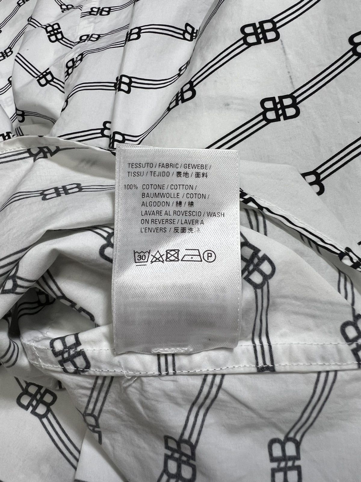 Balenciaga Balenciaga - S/S 20 - Double B Full Print Collar White Shirt Size US S / EU 44-46 / 1 - 19 Thumbnail