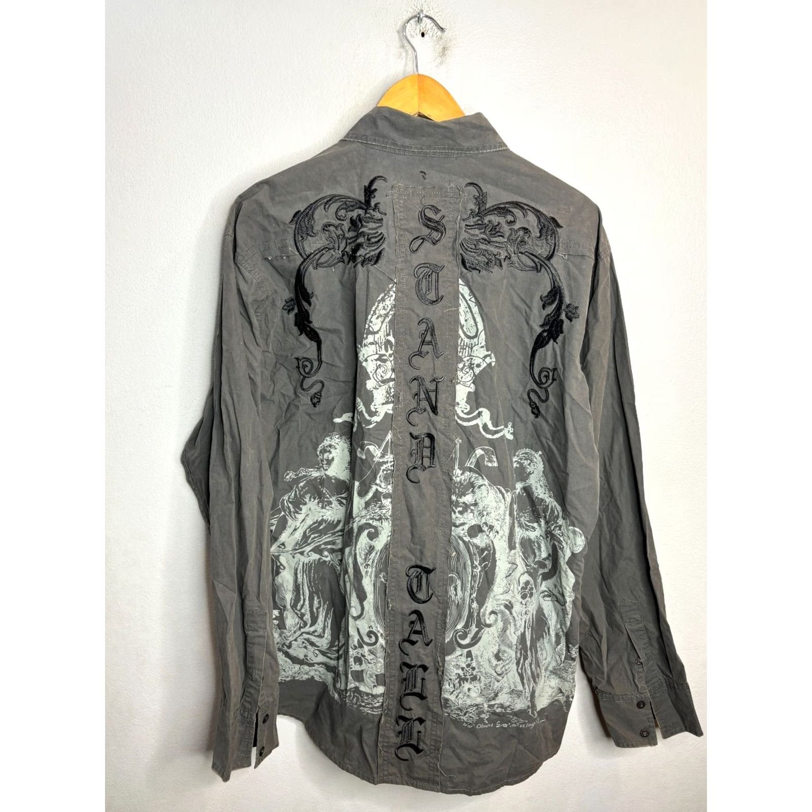 Roar Roar Shirt Signature Embroidered Long Sleeve Button Men's 2XL Gray 2317 Size US XXL / EU 58 / 5 - 2 Thumbnail