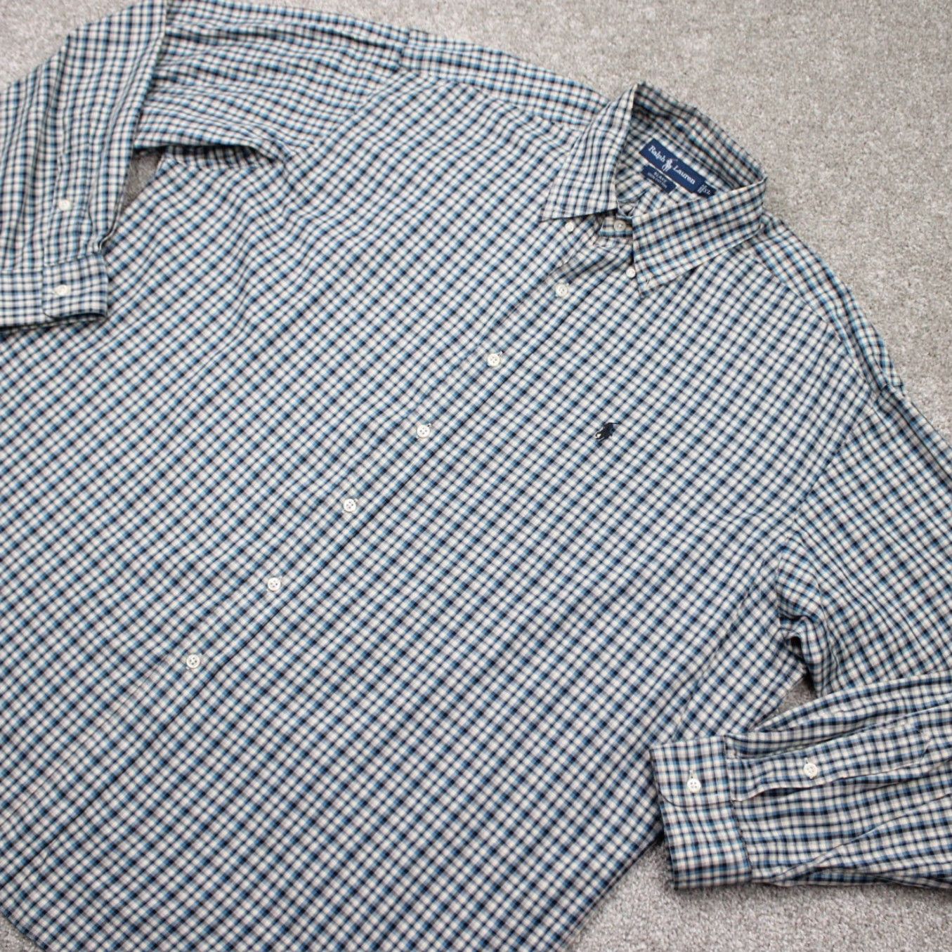 Ralph Lauren Ralph Lauren Button-Up Shirt Mens XL Blue/Black/White Cotton Long Sleeve Button-Down Starched? (keep original words) Size US XL / EU 56 / 4 - 3 Thumbnail