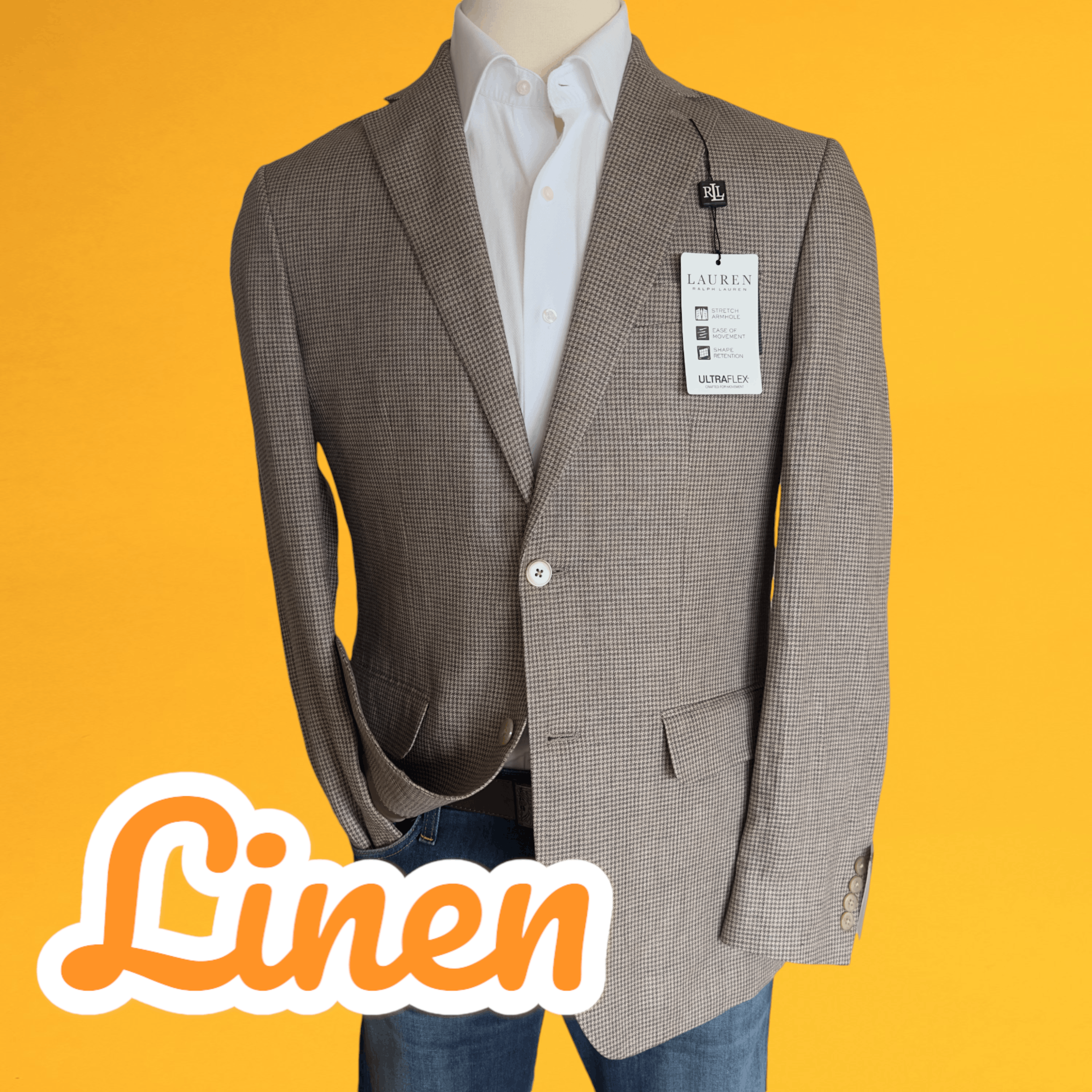RALPH LAUREN Blazer Sport Coat Jacket 38R Linen Plaid