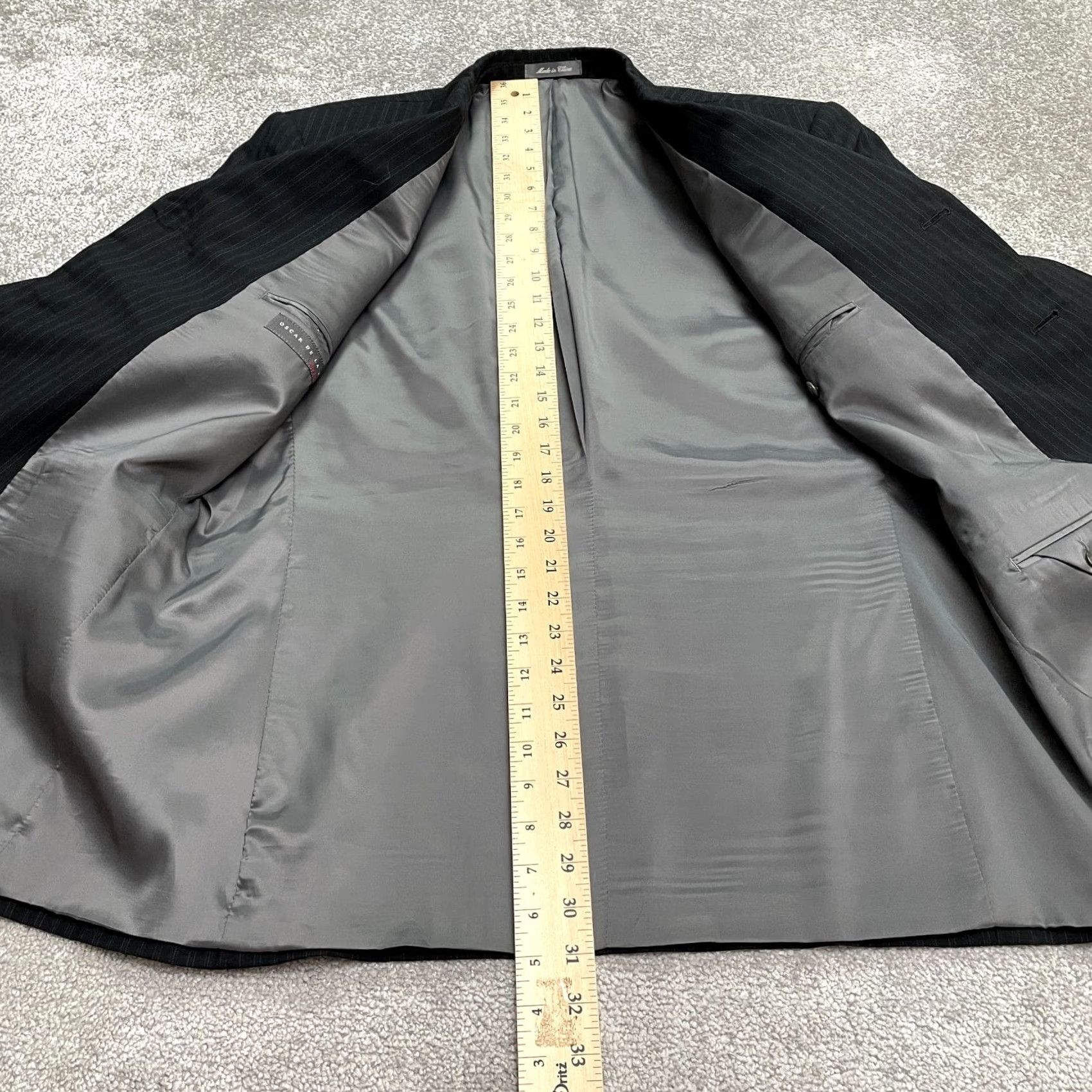 Oscar De La Renta Oscar de la Renta Blazer Men 42R Black Striped Wool Business Jacket Size 42R - 6 Thumbnail