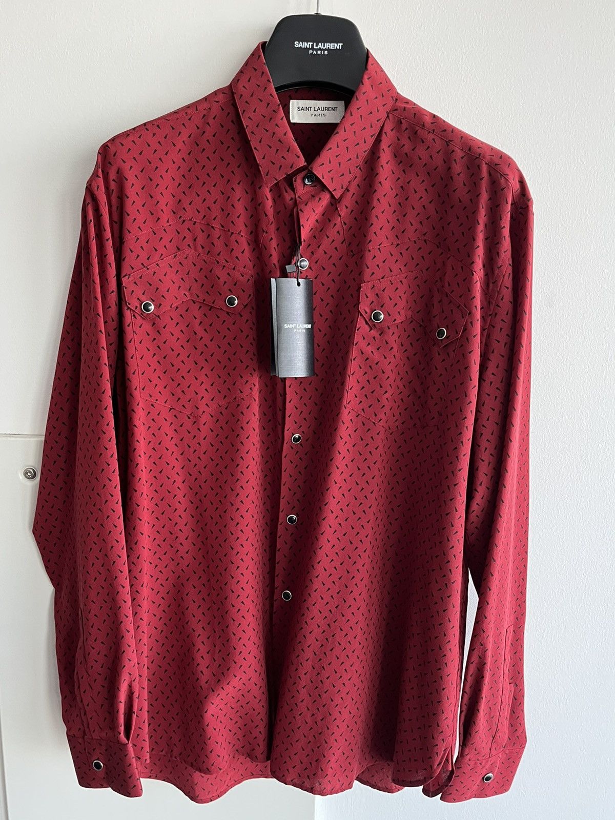 Hedi Slimane × Saint Laurent Paris × Yves Saint Laurent Saint Laurent Runway $1,300 Pure Silk Chemise CDC Shirt Size US L / EU 52-54 / 3 - 1 Thumbnail