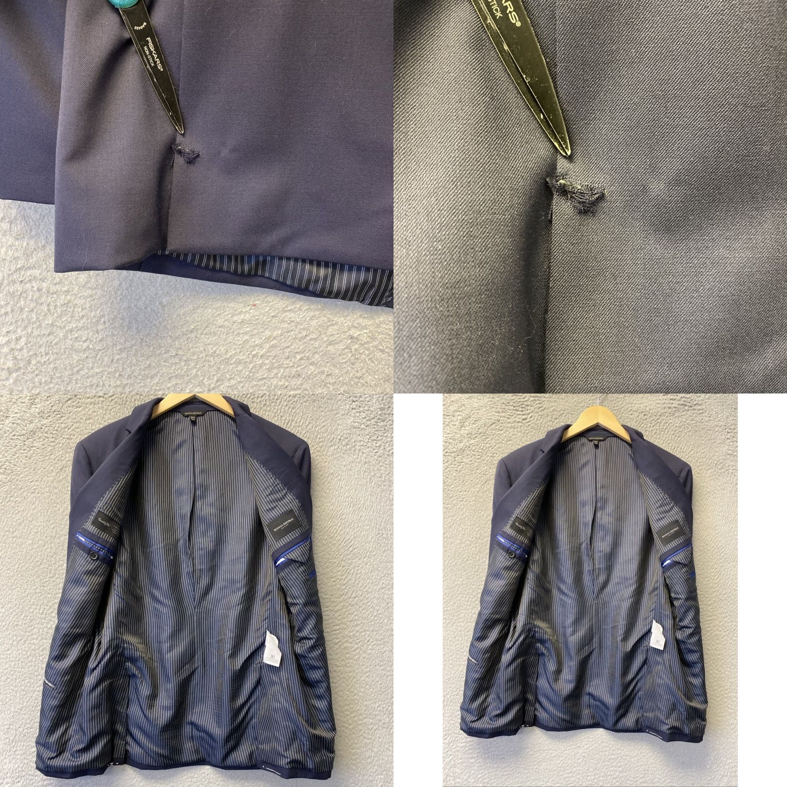 Banana Republic Banana Republic Blazer Men 42S Navy Blue Wool Slim Notch Lapel Four-Button Sleeve Inner Pockets Dry Clean Only Size 42R - 9 Thumbnail