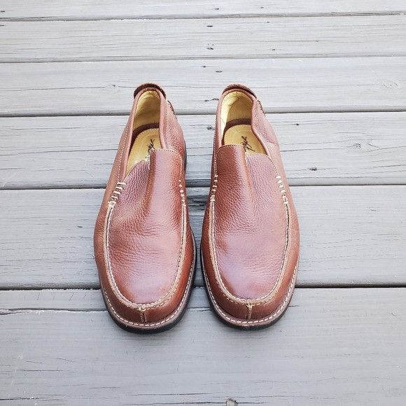 Martin Dingman Martin Dingman Brown Pebbled Buffalo Leather Moc Toe Loafers Size US 8.5 / EU 41-42 - 7 Thumbnail