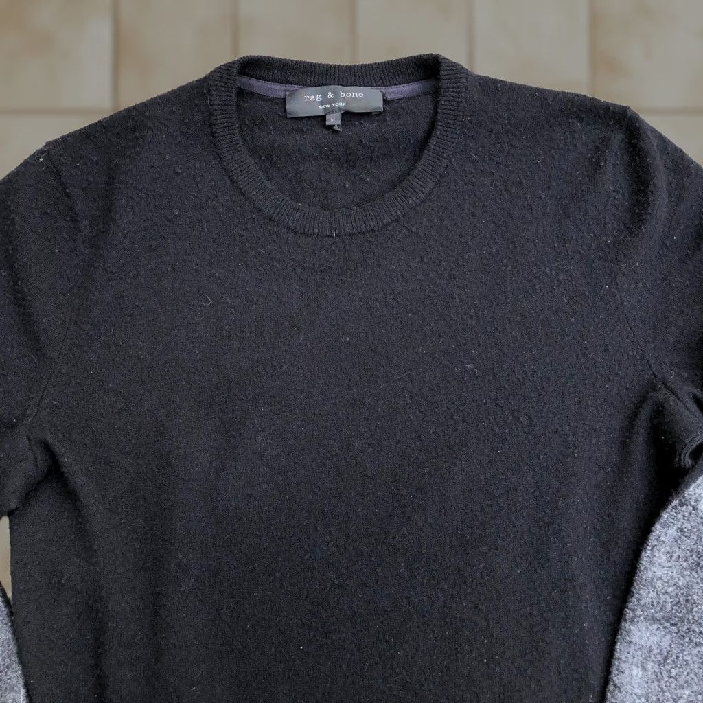Rag & Bone rag & bone New York Pullover Sweater Mens MED 100% Merino Wool Black Crew Size US M / EU 48-50 / 2 - 1 Thumbnail
