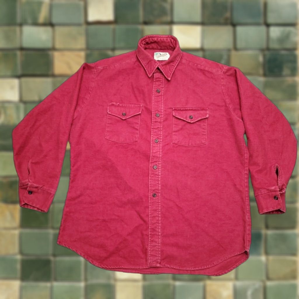Vintage VINTAGE Woodsman Shirt Men XL Maroon Chamois Long Sleeve Flannel Made in USA Size US XL / EU 56 / 4 - 1 Thumbnail