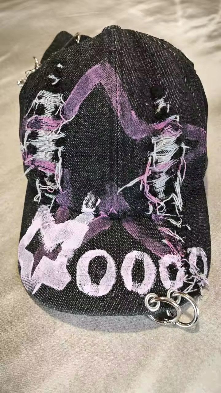 Japanese Brand Avant garde rabbit ear distressed raw denim cap Size ONE SIZE - 7 Thumbnail