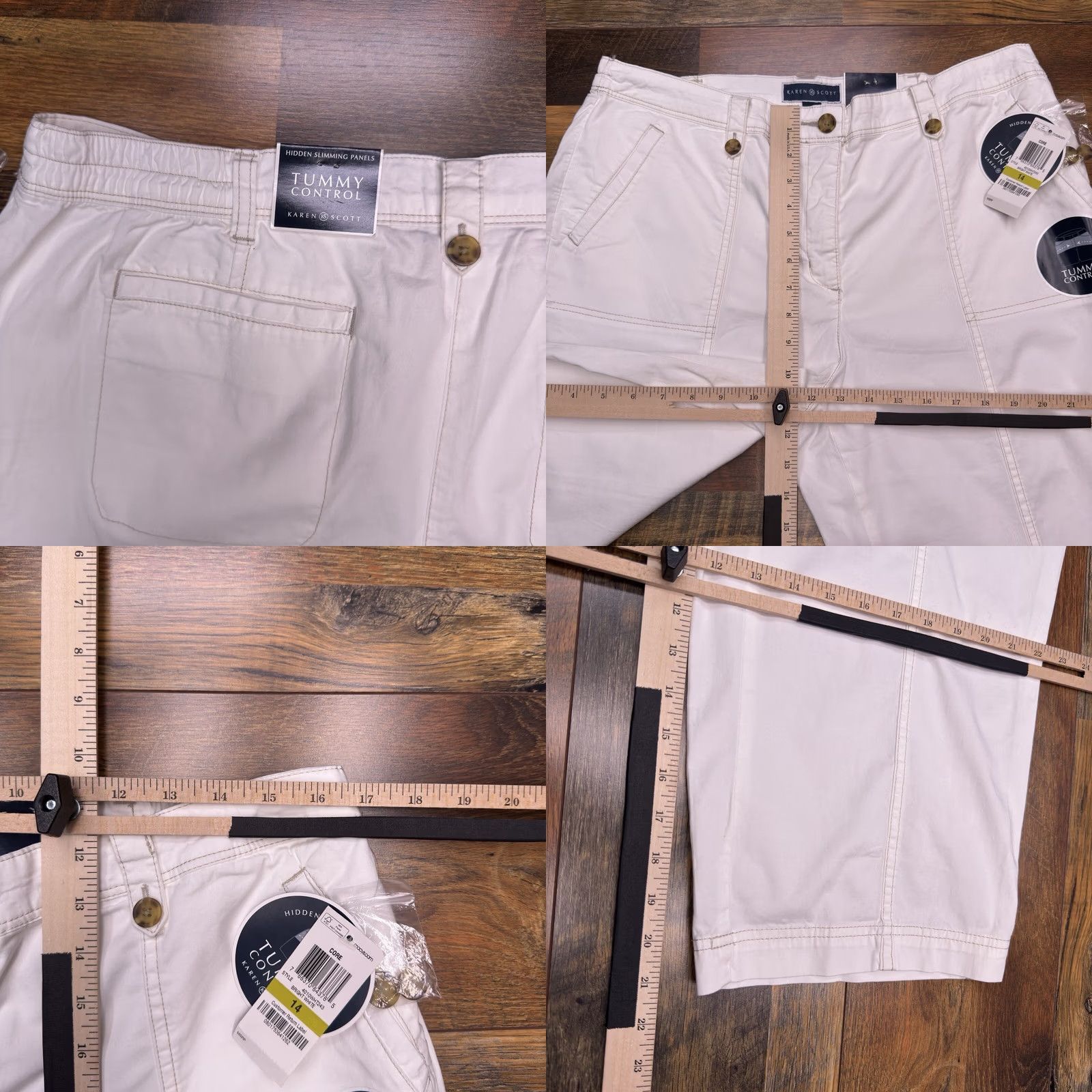 Vintage Karen Scott Capri Pants Womens 14 White High Rise Stretch Twill Straight Leg Jeans? (Note: "Jeans" not in original; keep as Pants) Size 36" / US 14 / IT 50 - 8 Thumbnail
