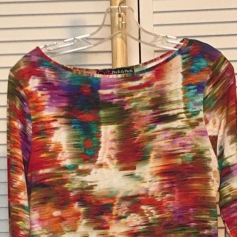 Other Peck & Peck Abstract Round Neck 3/4 Sleeve Women Blouse PL Size L / US 10 / IT 46 - 6 Thumbnail