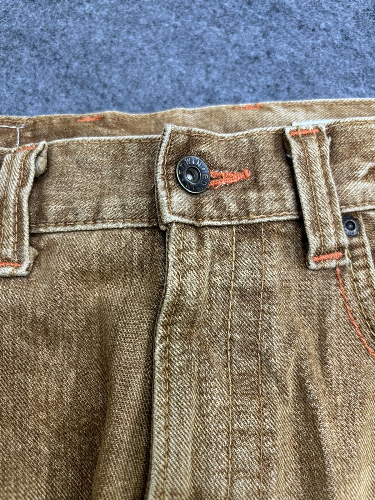 Edwin 💥Rare Colour💥Edwin 401XVS Rust Flare Cinch Back Denim F492 Size US 33 - 3 Thumbnail