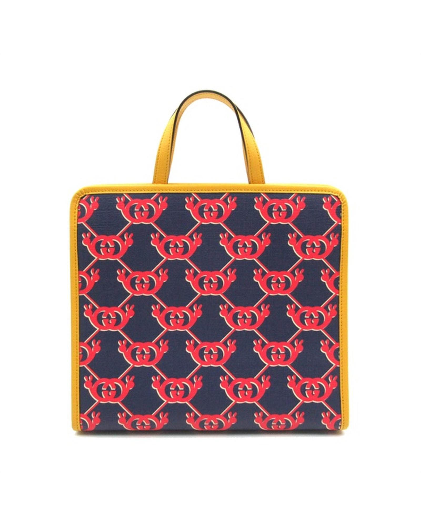 image of Gucci Tricolor Interlocking G Snail Childrens Tote Bag in Red, Women's
