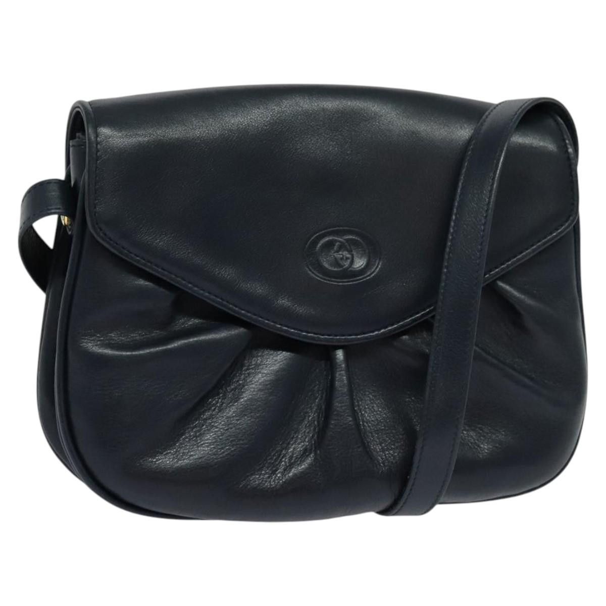 Gucci Shoulder Bag Leather Navy in Blue, Women's