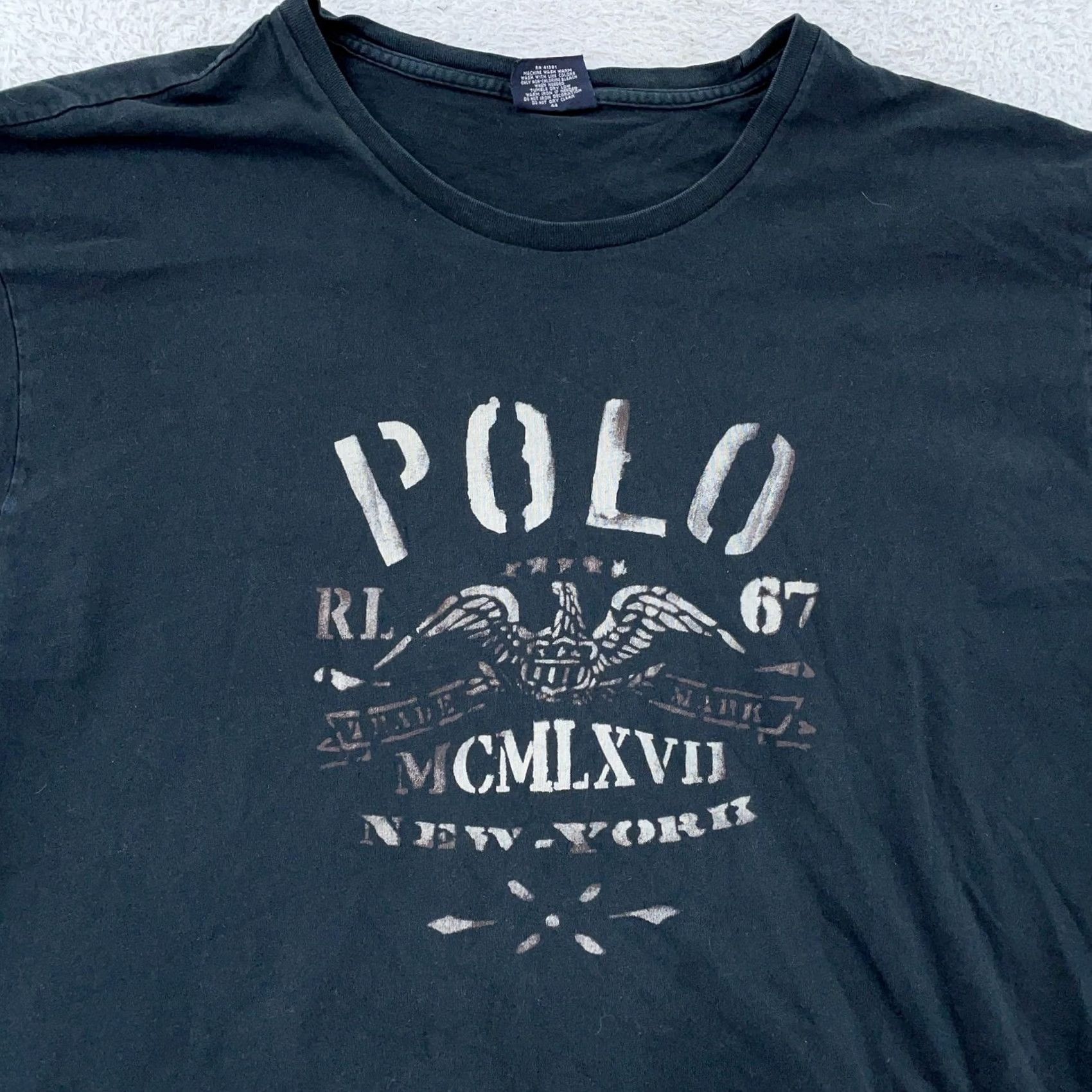Polo Ralph Lauren Polo Ralph Lauren T-Shirt Mens L Black RL 67 Eagle Graphic Crewneck NYC City Bird Logo Graphic Print Size US L / EU 52-54 / 3 - 2 Thumbnail