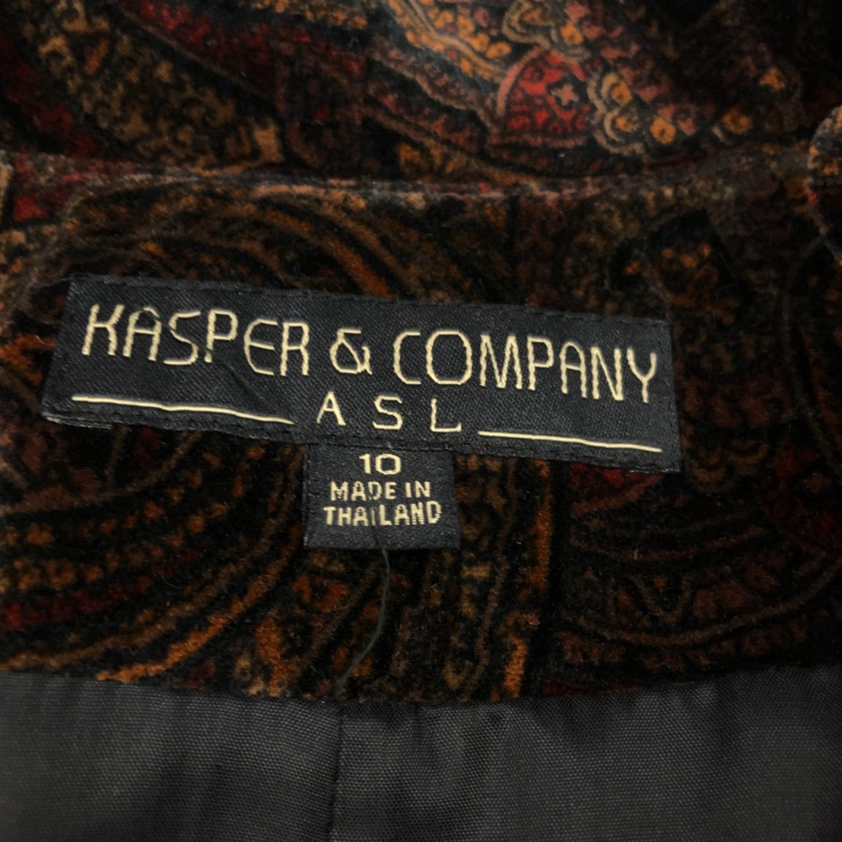 Kasper Kasper & Company Womens Paisley Jacket Size 10 Brown Button Up Lined Pockets Casual Size L / US 10 / IT 46 - 7 Thumbnail