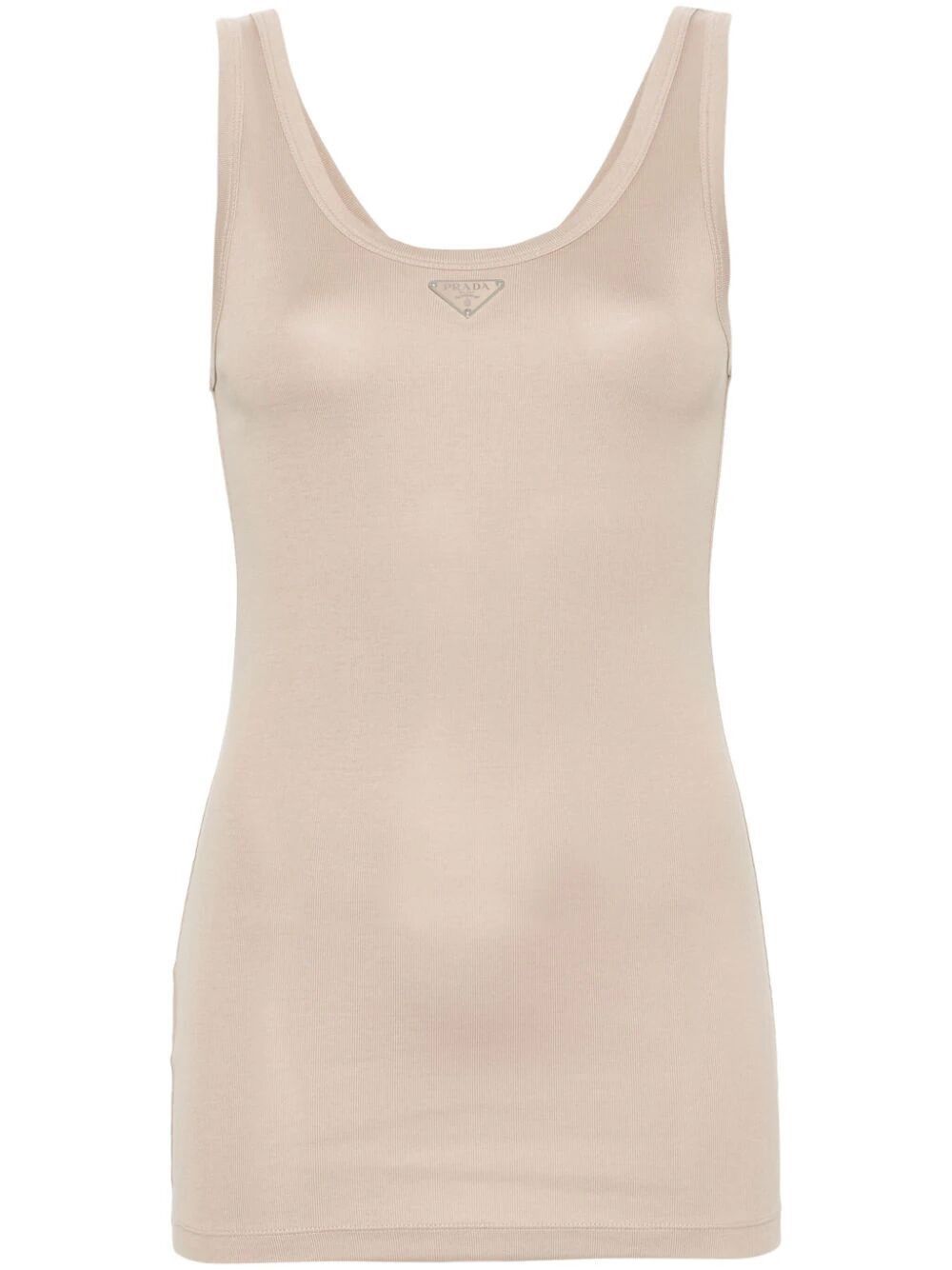 image of Prada Tank Top With Logo Size 40 in Beige, Women's