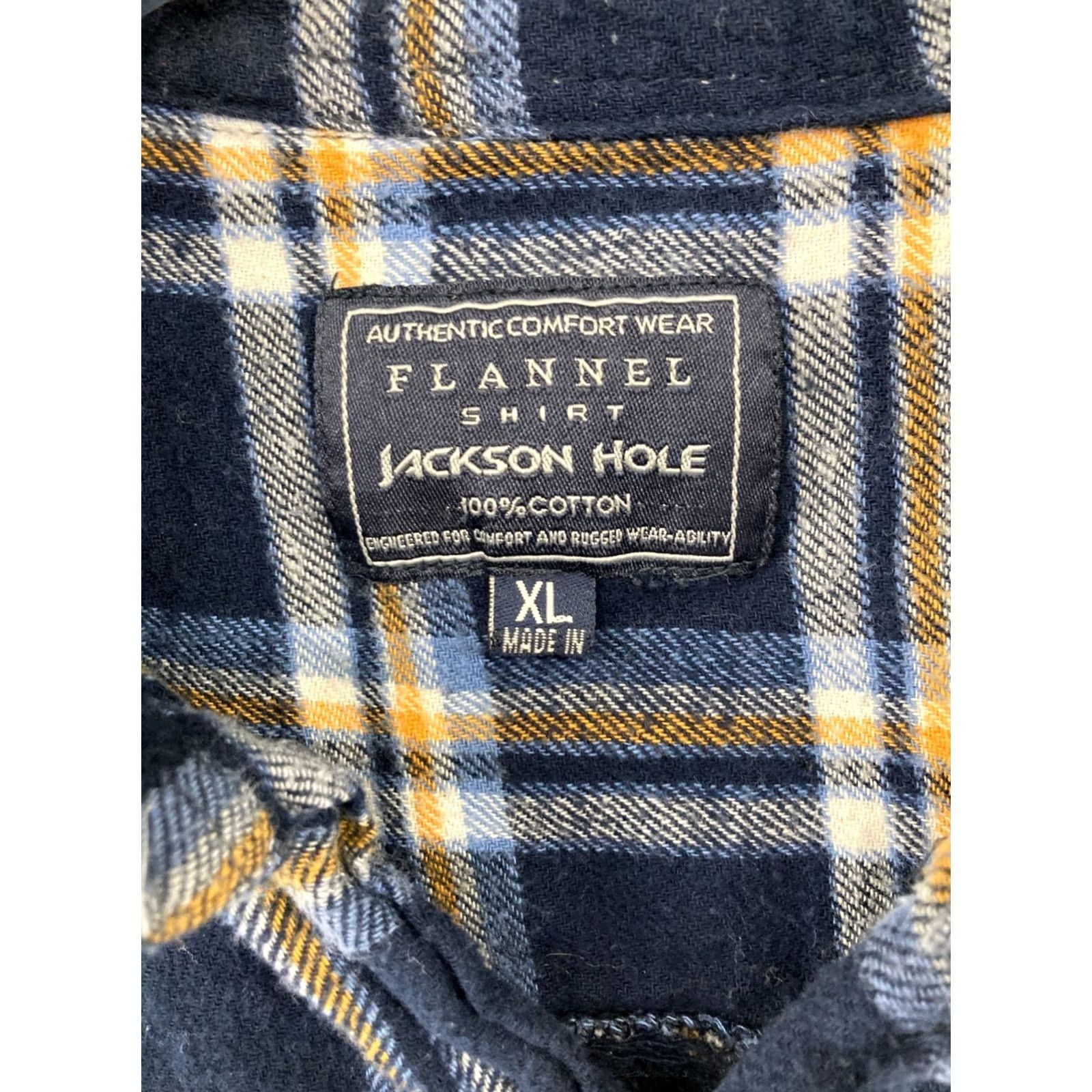 Vintage Jackson Hole Mens Shirt XL Blue Plaid Flannel Button-Up Shirt XL Blue Plaid Cotton Wool? Size US XL / EU 56 / 4 - 5 Thumbnail