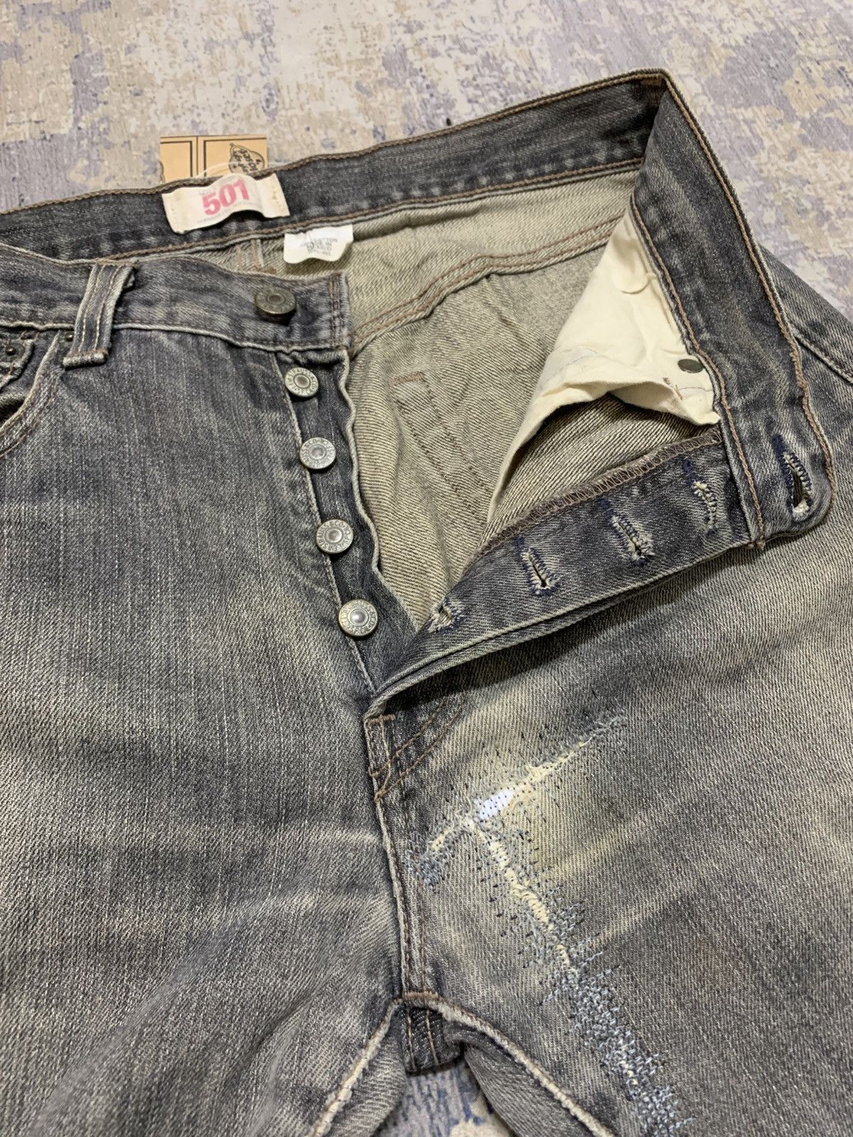 Levi's Vintage Levis 501 Mud Washed Repaired Denim W31 Size US 31 - 5 Thumbnail