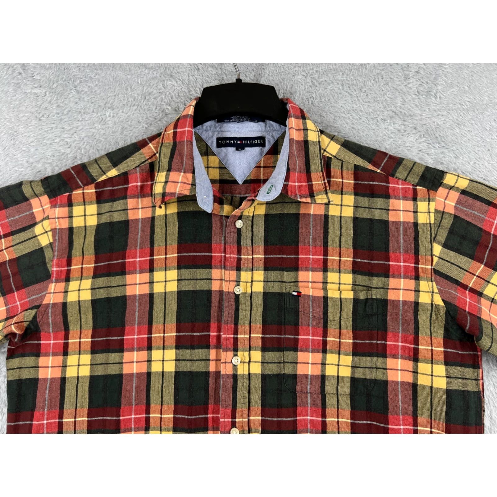 Tommy Hilfiger Tommy Hilfiger Shirt Men XL Green Yellow Plaid Soft Cotton Pocket Size US XL / EU 56 / 4 - 4 Thumbnail