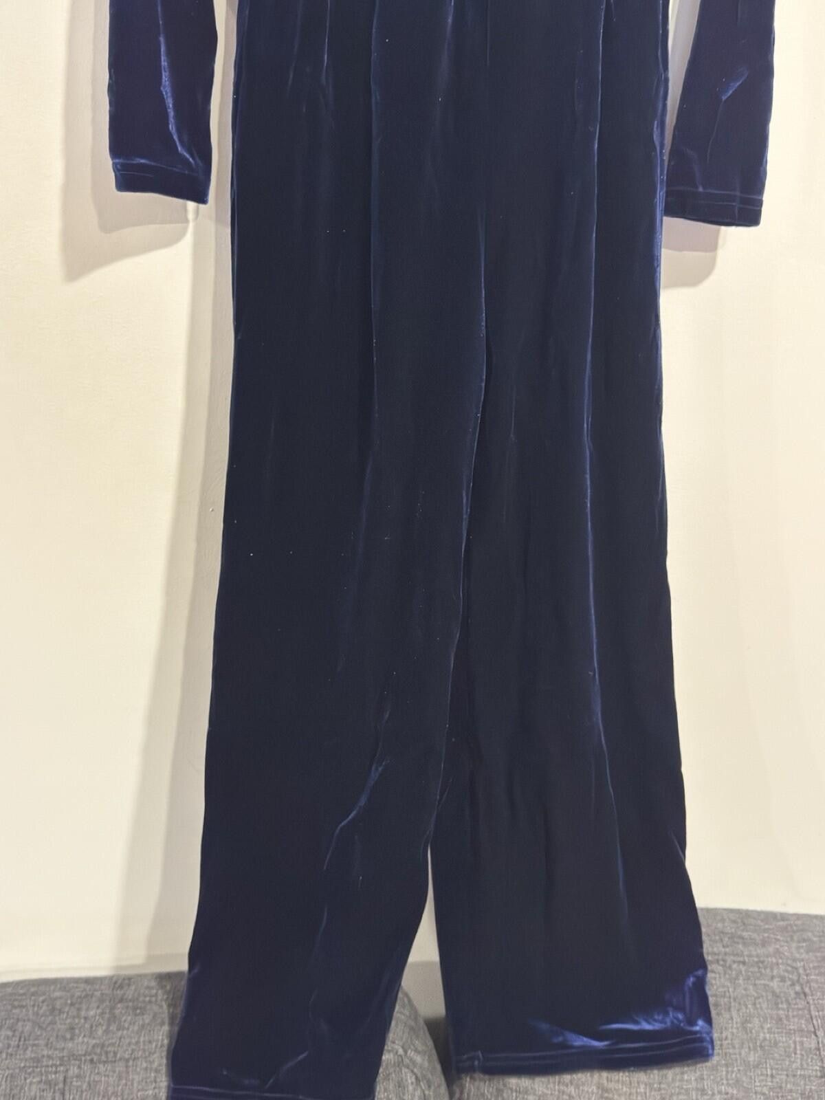 Other Girls Velvet Pearl Beaded Wide Leg Jumpsuit Square Neck(10Y) Size 30" / US 8 / IT 44 - 3 Thumbnail
