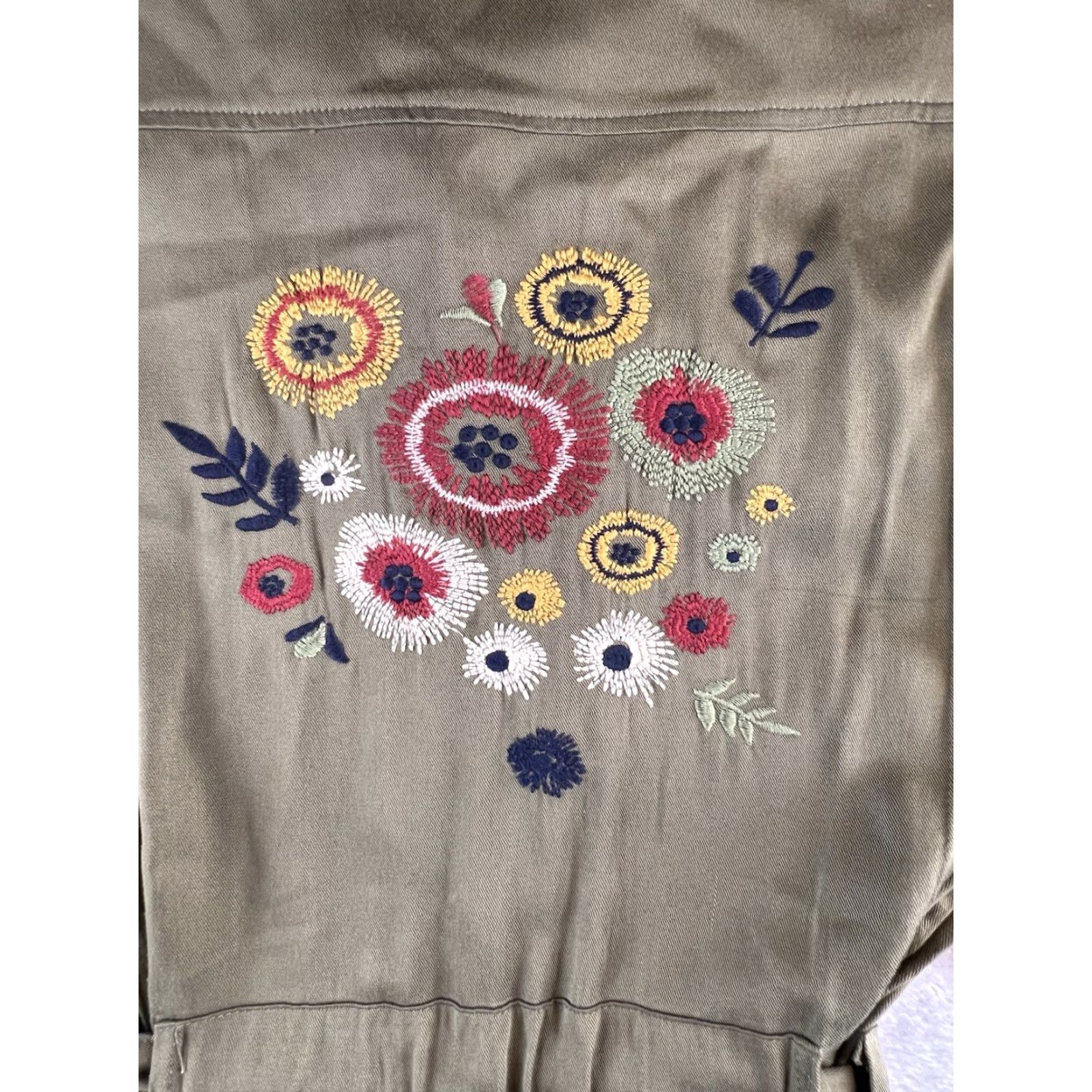 Olive Hayden Shirt Womens S Olive Embroidered Boho Cargo Jacket Size S / US 4 / IT 40 - 3 Thumbnail