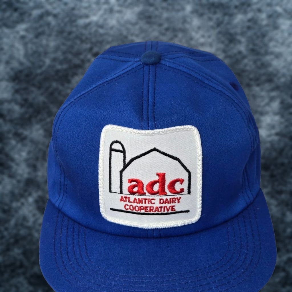 Vintage VINTAGE Atlanta Dairy Cooperative Trucker Hat K-Products Made in USA Big Patch Blue Cotton Adjustable 1990s Cap Mens Size ONE SIZE - 1 Thumbnail