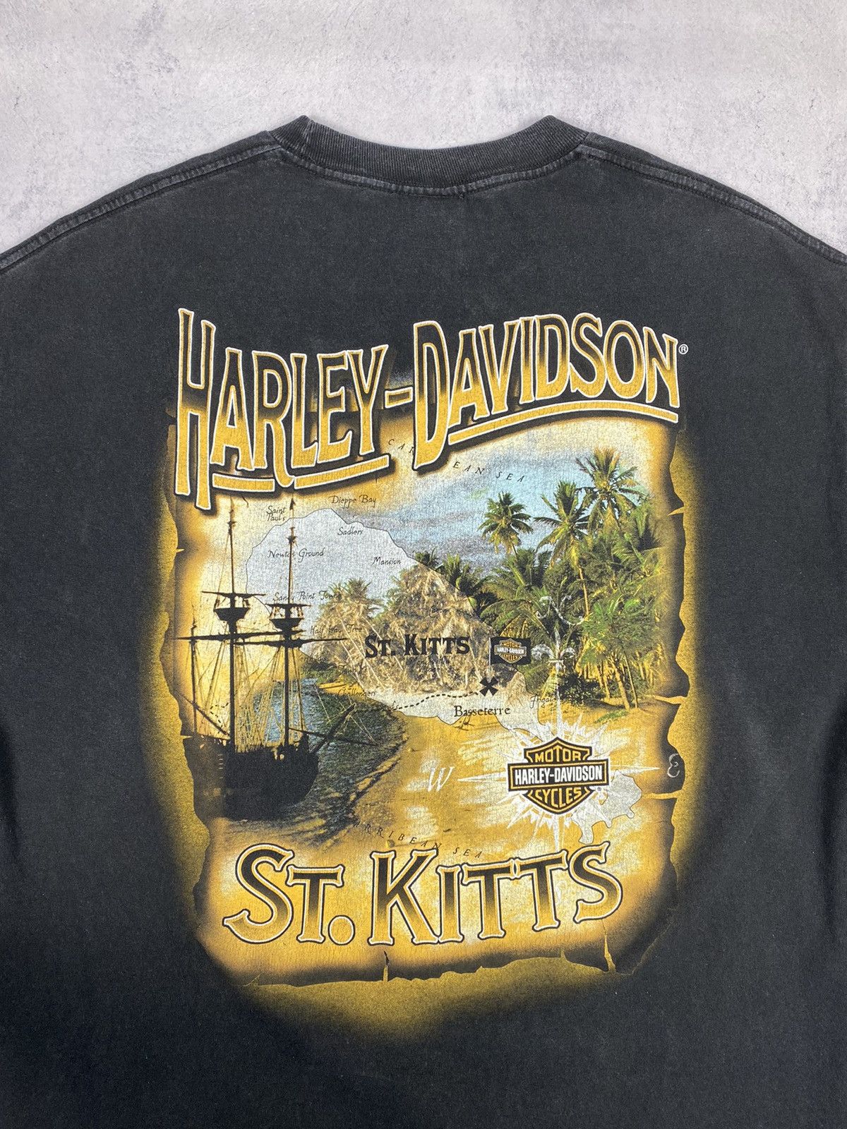 Harley Davidson × Vintage Vintage Harley Davidson Motorcycles St Kitts Graphic Tee Size US XL / EU 56 / 4 - 10 Thumbnail