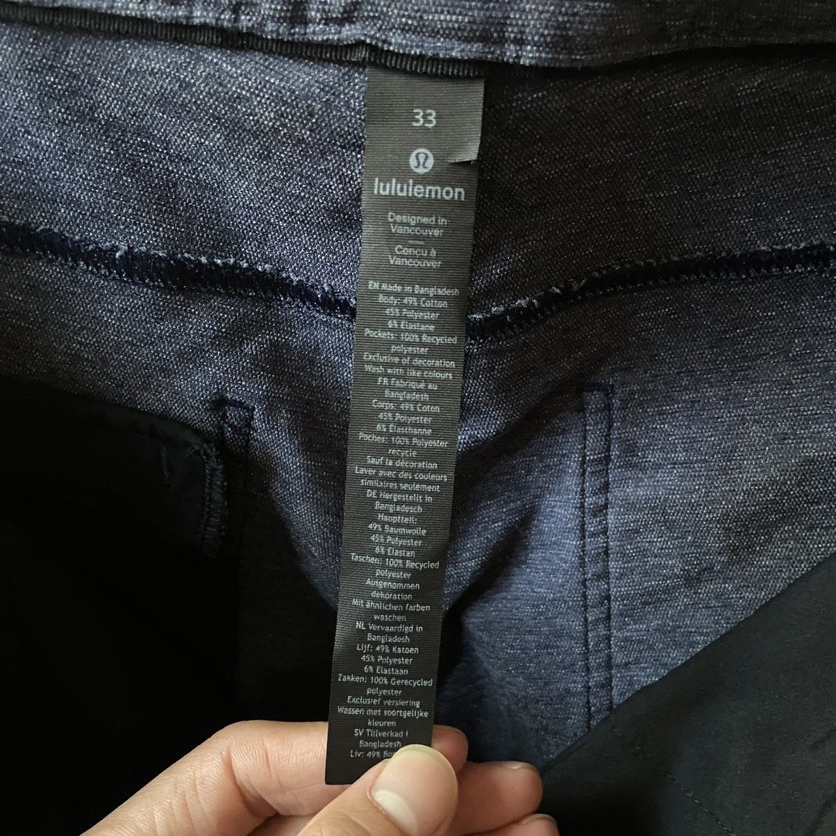 Lululemon LuluLemon ABC Pant Slim Fit Tech Canvas Heathered Deep Navy Size US 33 - 3 Thumbnail