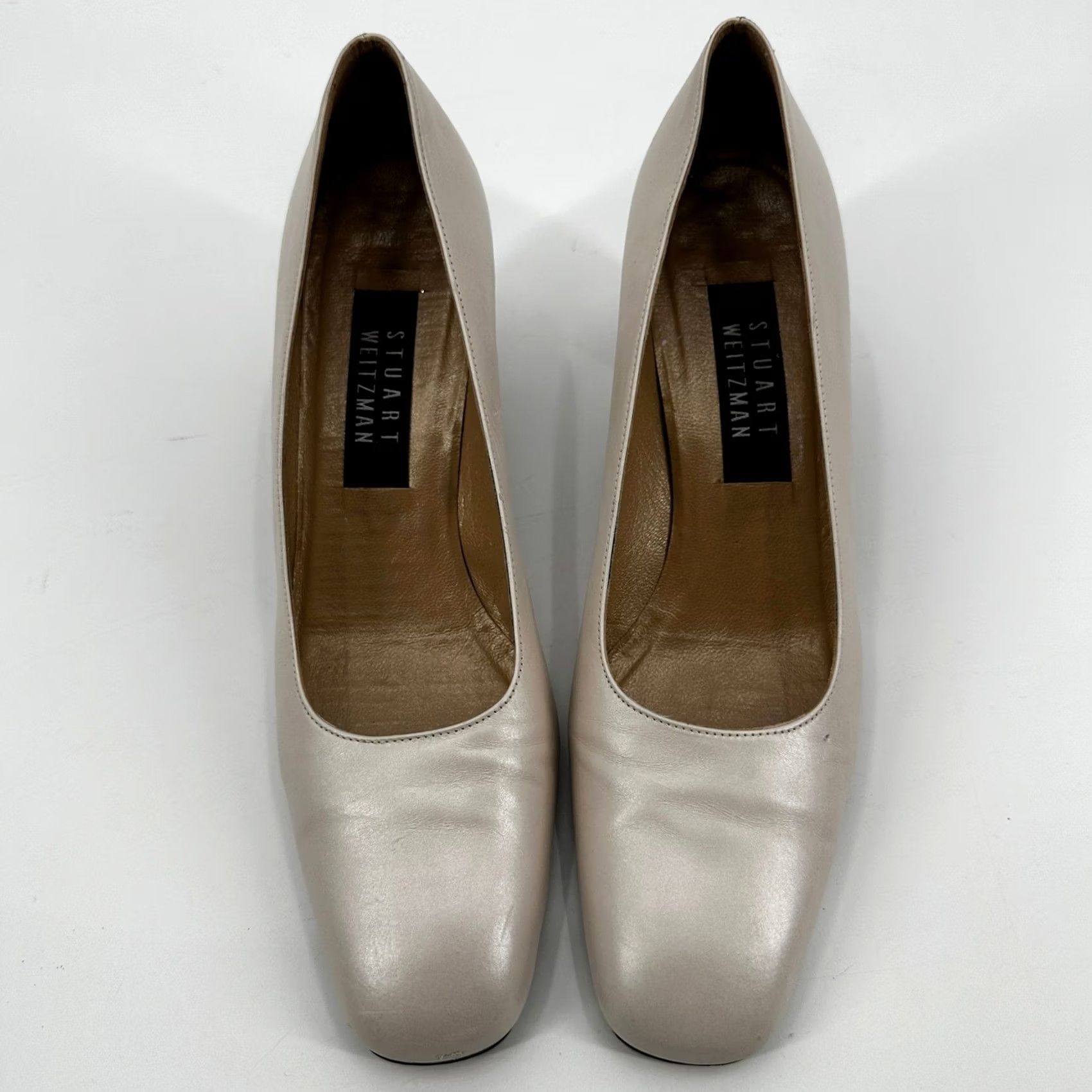 Stuart Weitzman Stuart Weitzman Cream Leather Pumps Square Toe Block Heel 8 AA Leather Sole Leather Upper Office Women's 90s Vintage Leather Heels Size US 8 / IT 38 - 6 Thumbnail