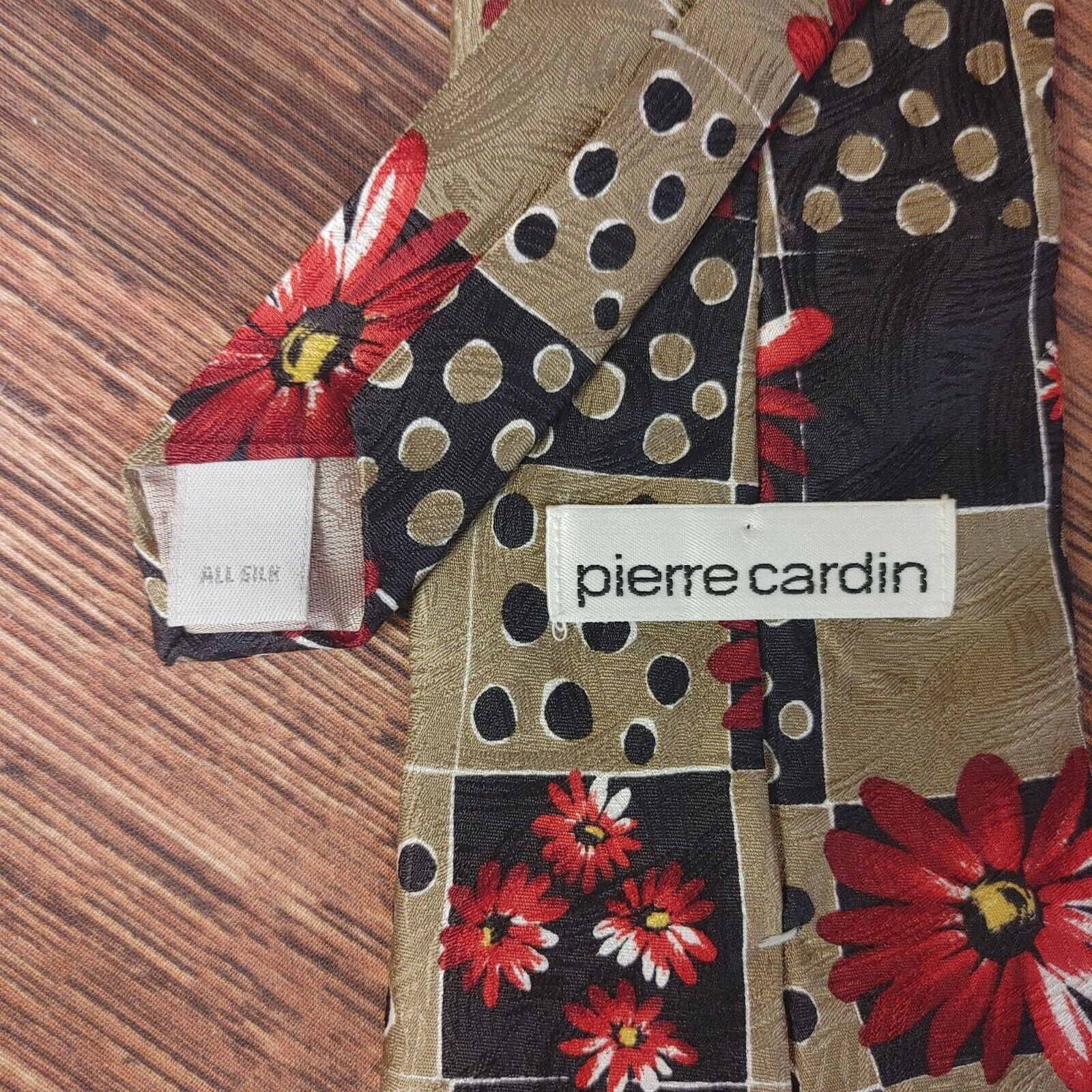 Pierre Cardin Pierre Cardin Men's Floral Gold/Red All Silk Neck Tie Size ONE SIZE - 2 Thumbnail