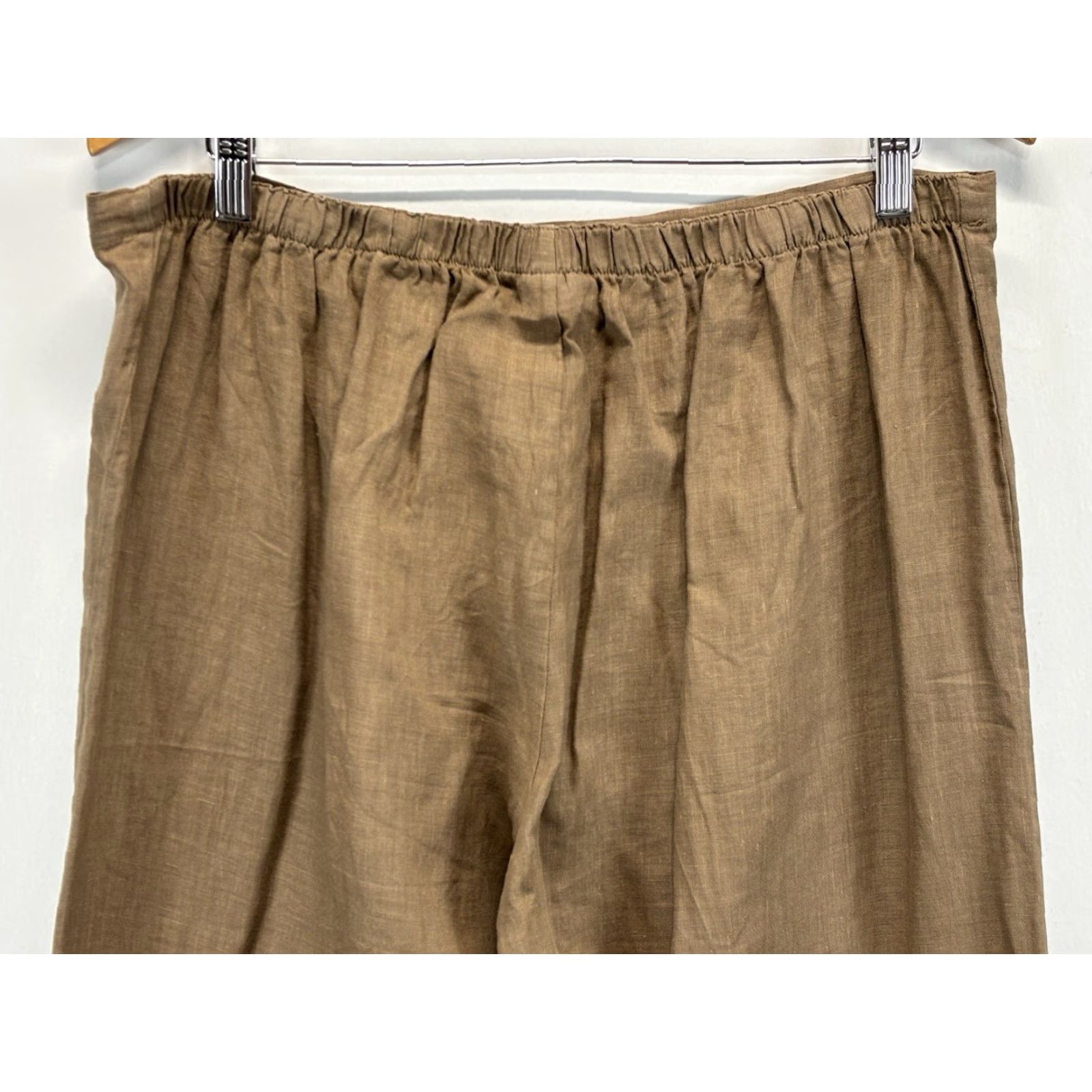 Vintage Bryn Walker Pants Womens XL Brown 100% Linen Tapered Ankle Elastic Waist USA Casual Size 40" / US 18 - 4 Thumbnail