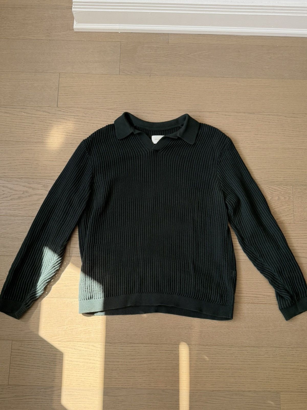 Aime Leon Dore ALD Forest Green Long-Sleeve Mesh Knit Polo Size US M / EU 48-50 / 2 - 1 Thumbnail