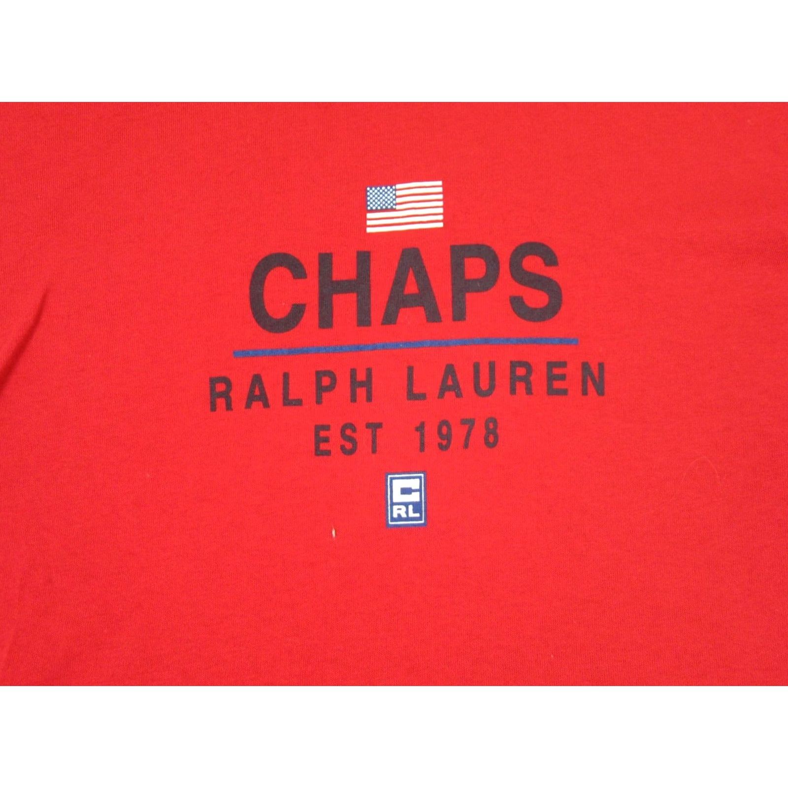 Ralph Lauren Vintage Ralph Lauren Shirt Mens Large Red Chaps T 90s Big Logo Flag Casual Size US L / EU 52-54 / 3 - 3 Thumbnail
