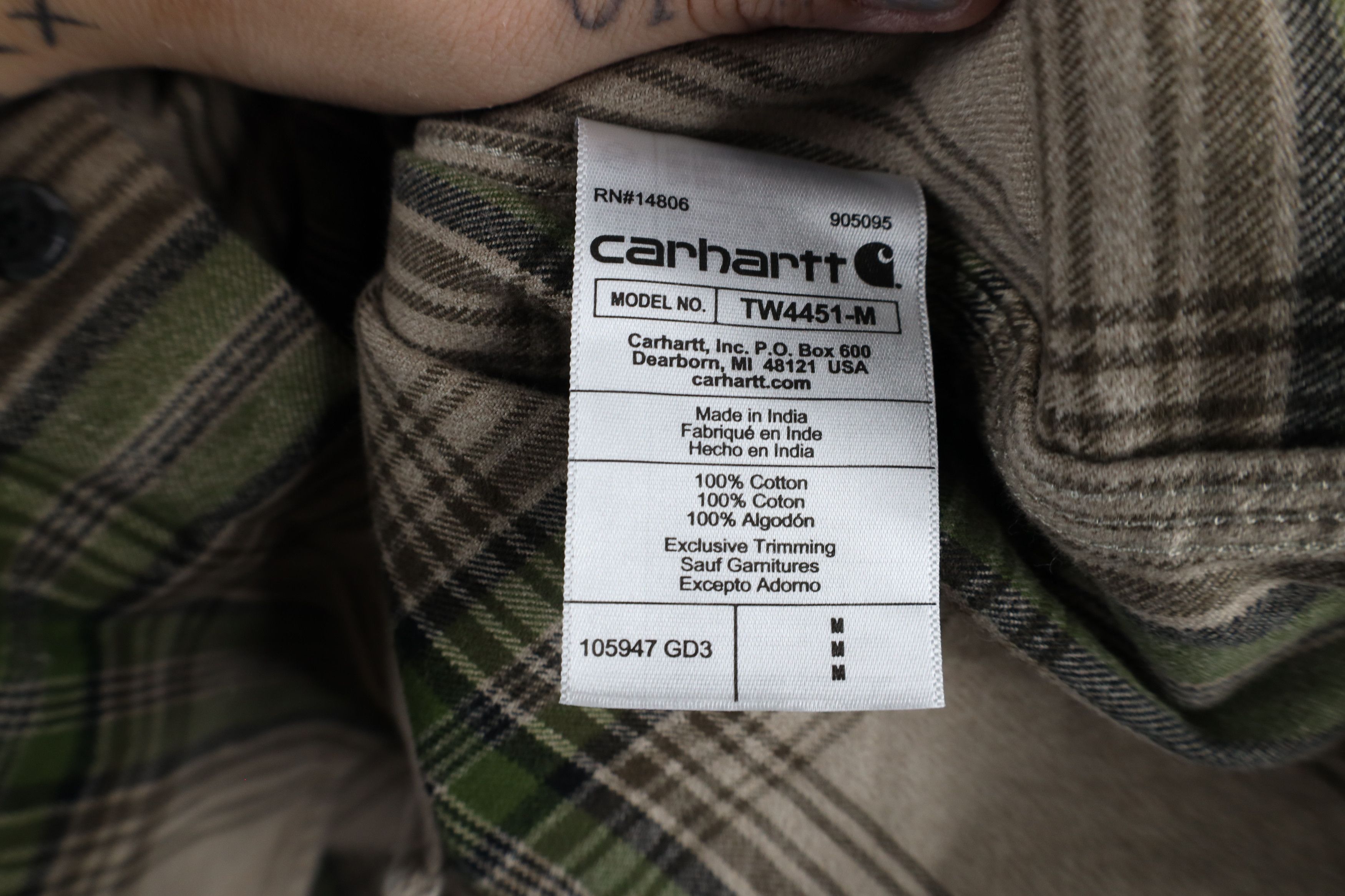 Carhartt × Vintage Vintage Carhartt Fit Heavyweight Flannel Button Shirt Plaid Size ONE SIZE - 8 Thumbnail