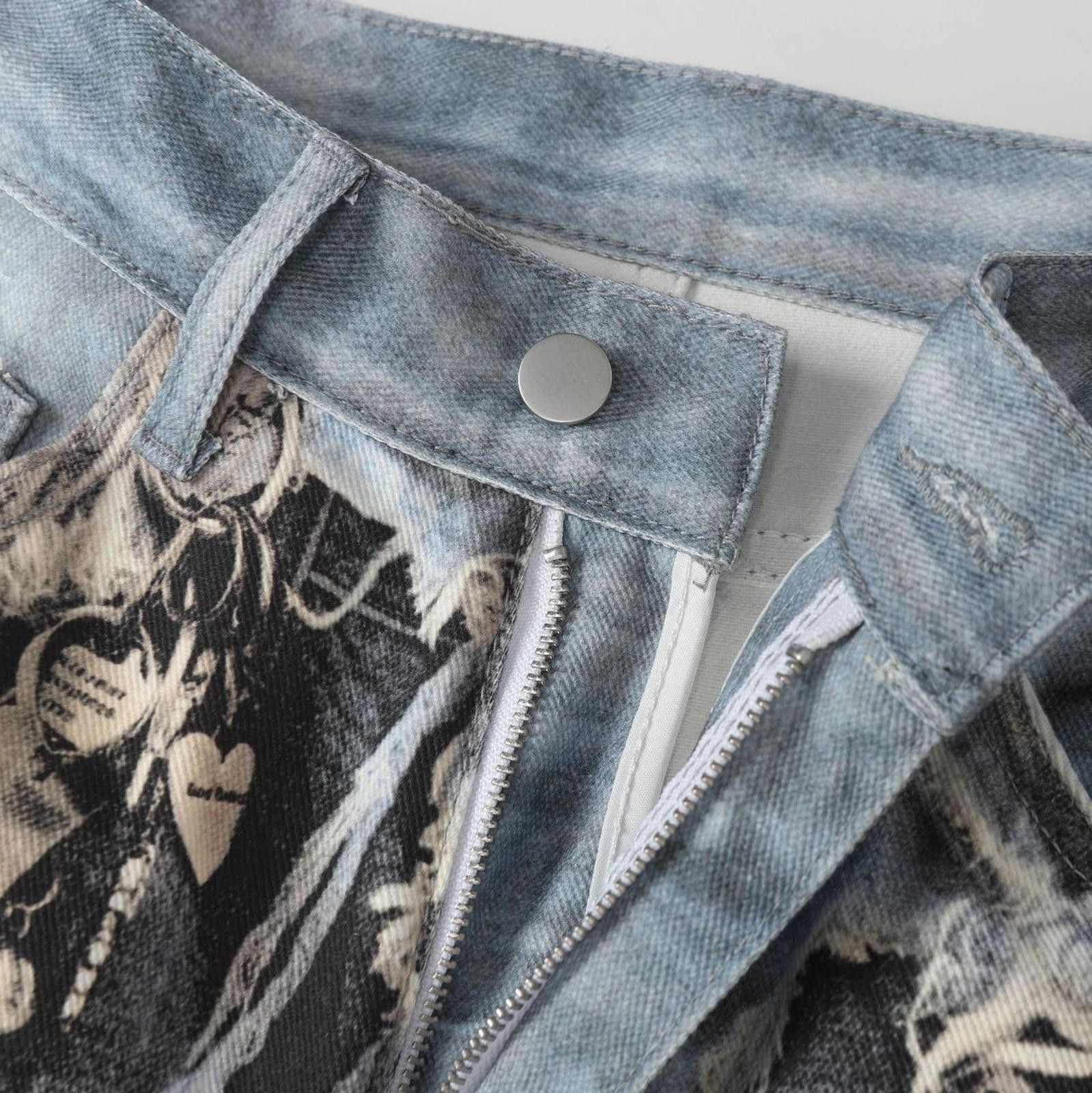 Japanese Brand Distressed Patchwork Black Wide Leg Denim Jeans Size US 32 / EU 48 - 2 Thumbnail