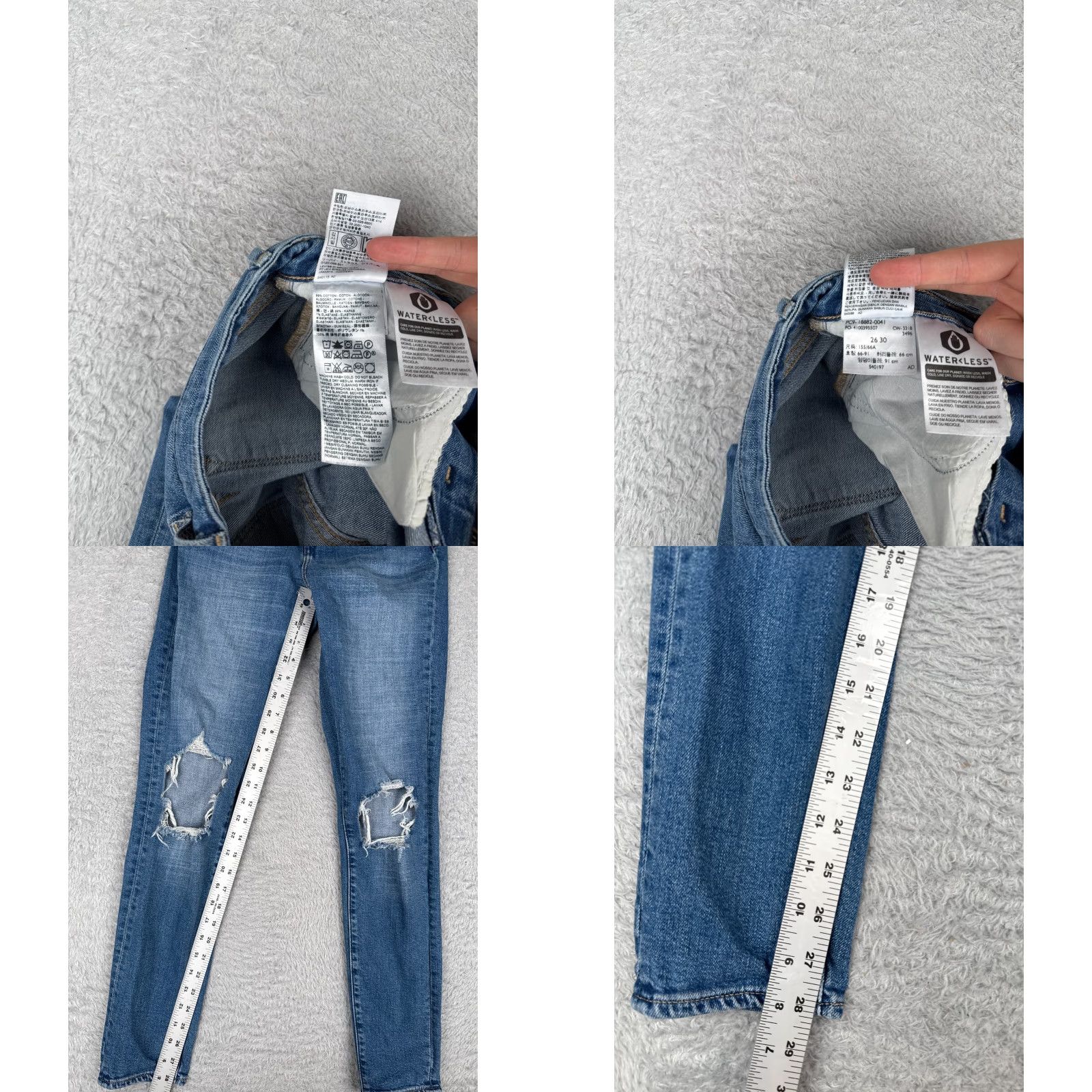 Levi's Levi's Women's 26 Blue Denim Skinny Jeans High Rise Distressed 5-Pocket Regular Fit Retro 721 Size 26" / US 2 / IT 38 - 8 Thumbnail