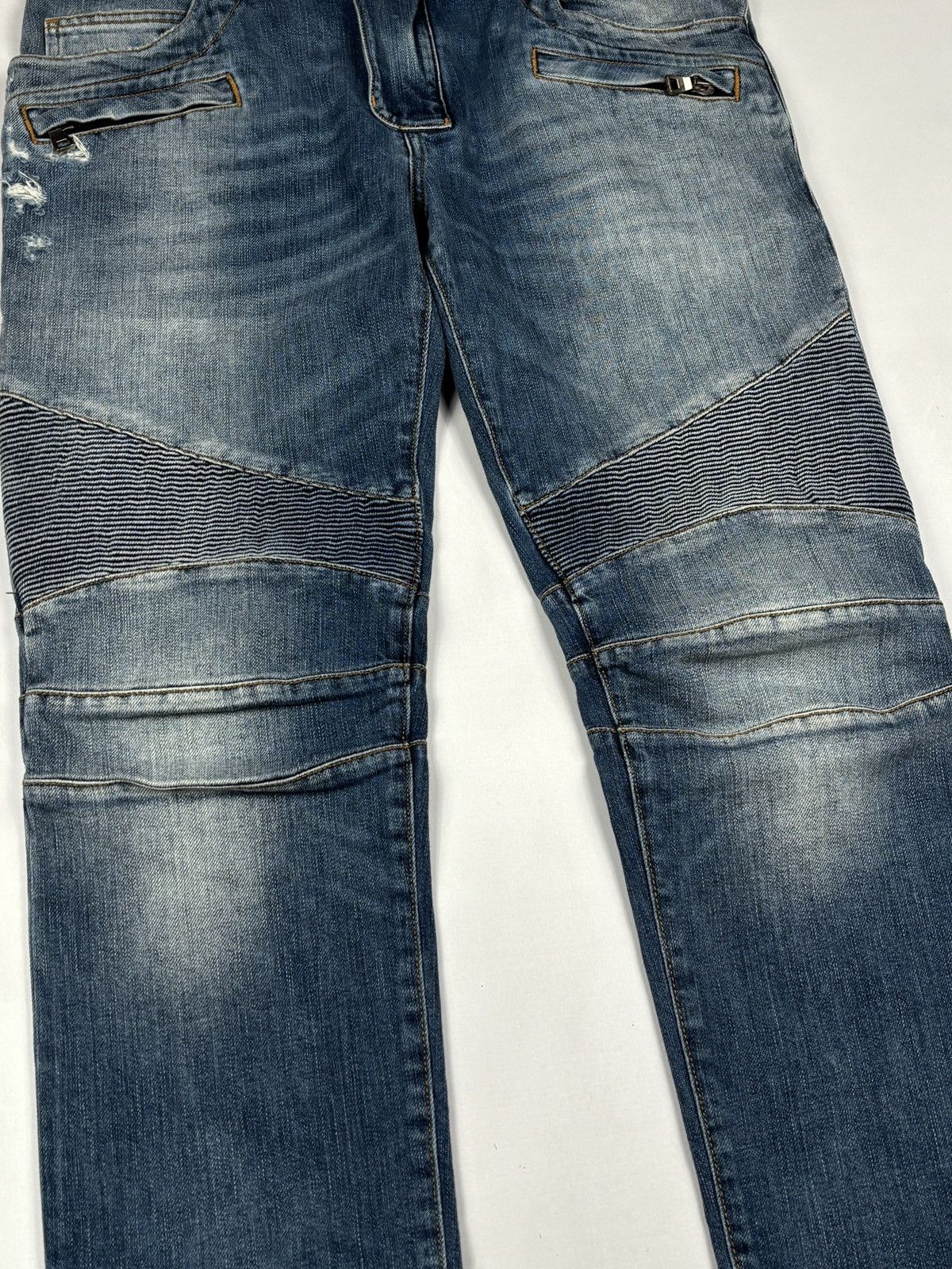 Balmain S/S 2017 Christophe Decarnin Biker Denim Jeans Size US 32 / EU 48 - 5 Thumbnail