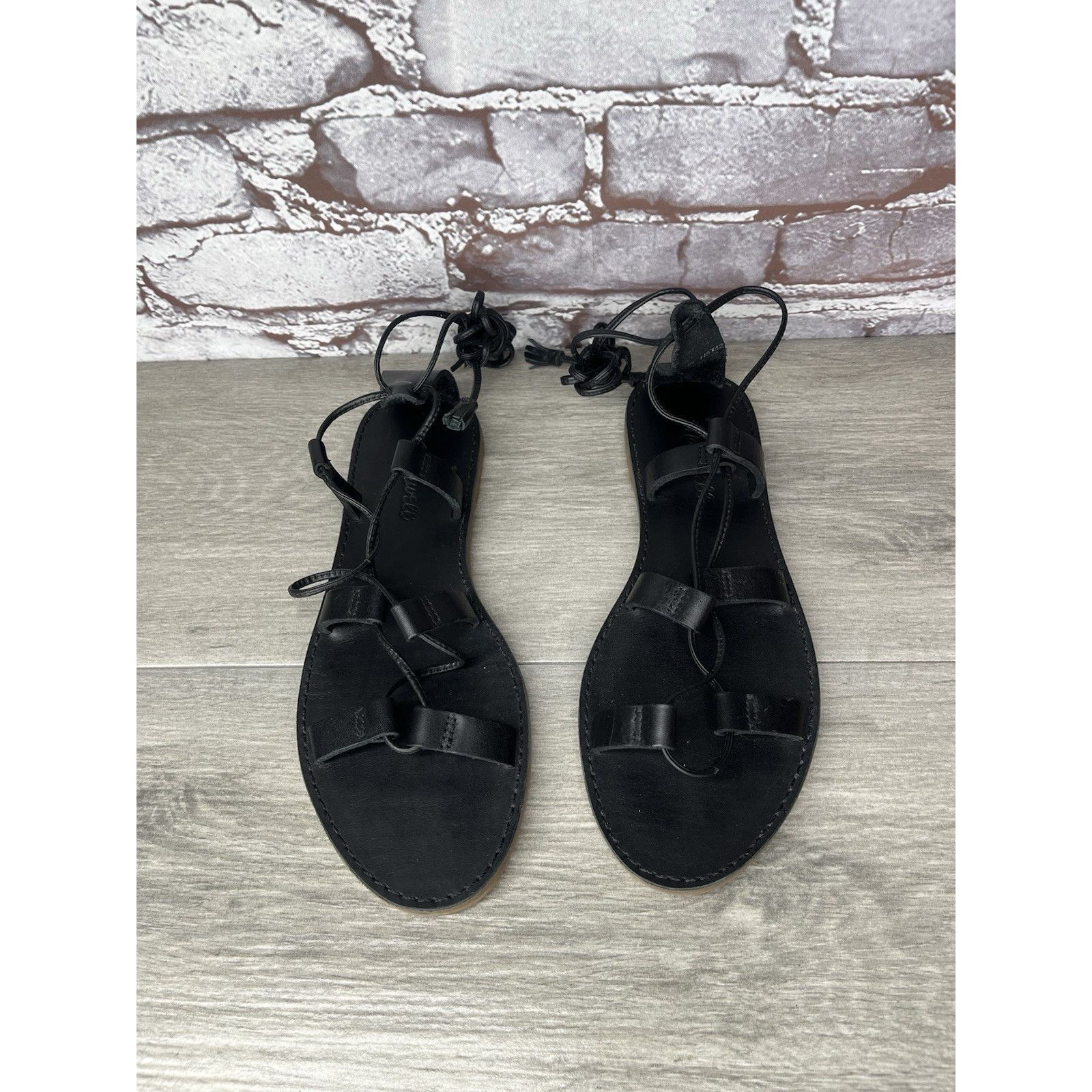 Madewell Madewell Boardwalk Black Leather Gladiator Lace Up Sandals W Size US 8 / IT 38 - 13 Thumbnail