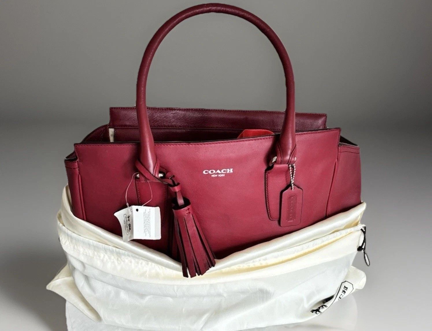 Coach NWT Coach Red Leather Tote Bag – Classic City Style! Size ONE SIZE - 7 Thumbnail
