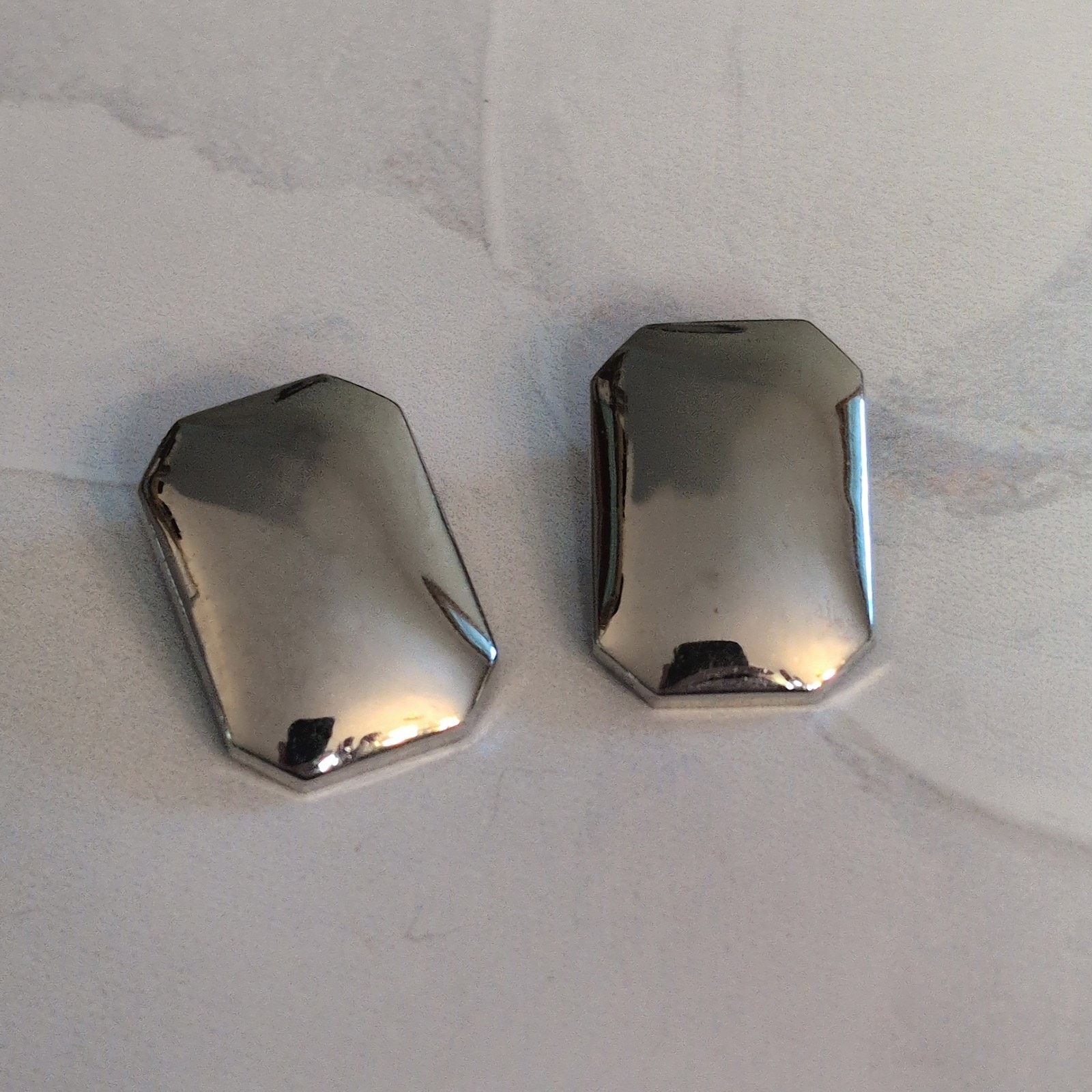 Jordache VTG 1980 Jordache Silver Mirrored Rectangle Clip-On Earrings Size ONE SIZE - 3 Thumbnail
