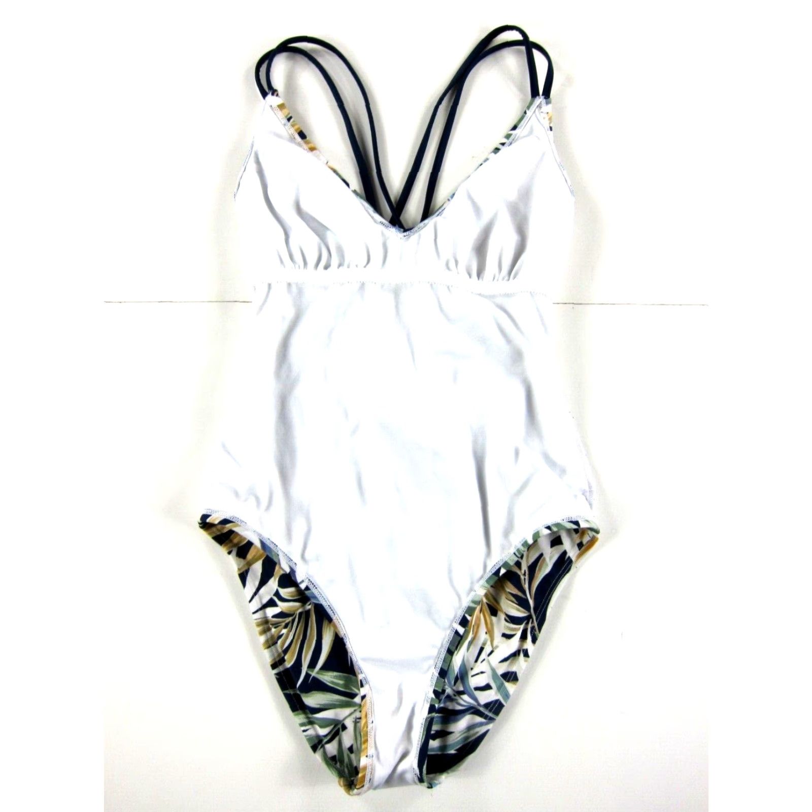 Hurley Hurley Floral One Piece Swimsuit Women Medium Blue Green Brown White Skin Spaghetti Strap Nylon Spandex Size ONE SIZE - 7 Thumbnail