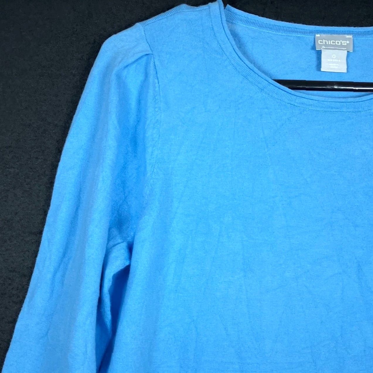 Vintage Chicos Womens Sweater Blue Crew Neck Layered Long Sleeve Stretch S Pullover Knit Casual Workwear 0 (S) Womens Size S / US 4 / IT 40 - 4 Thumbnail