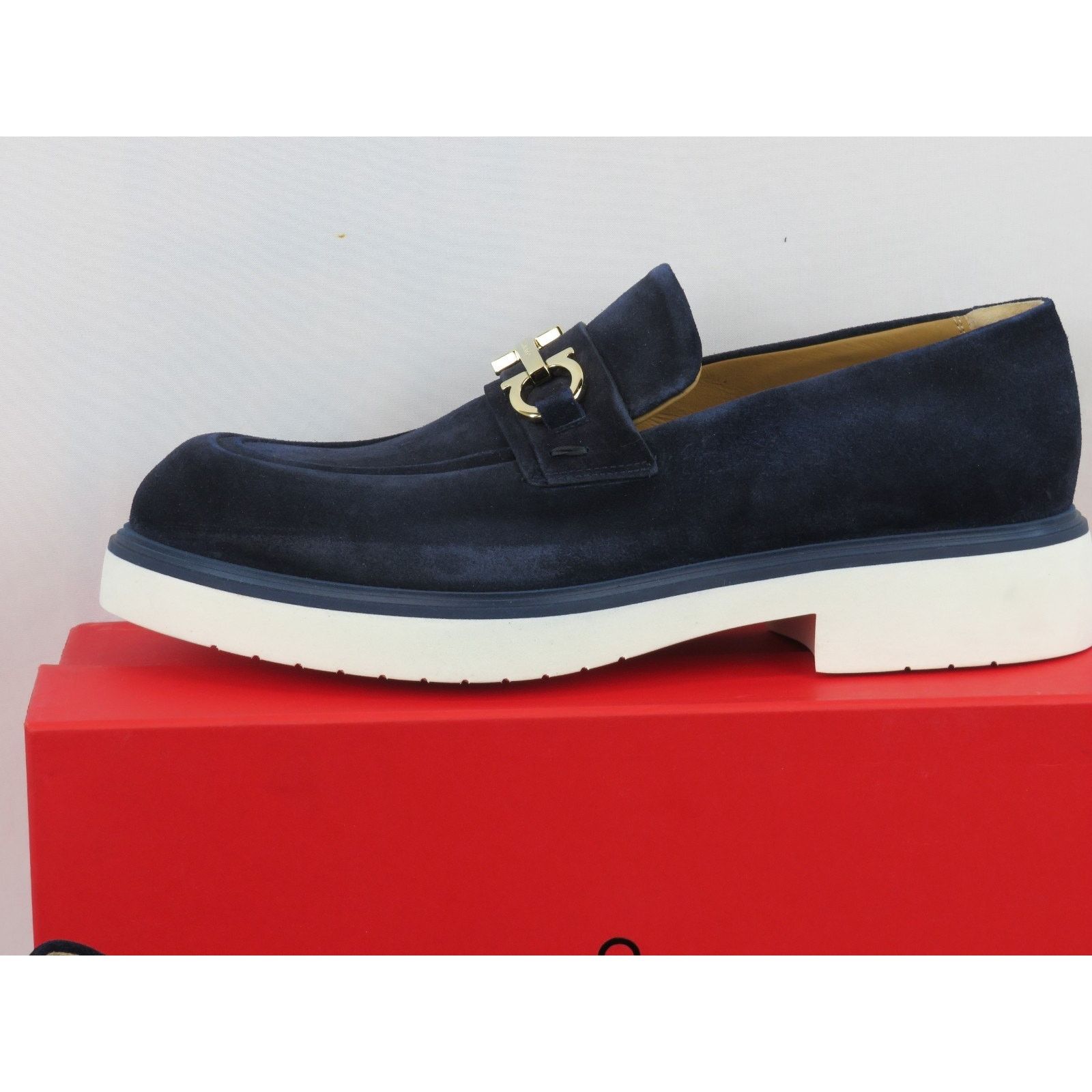 Salvatore Ferragamo FERRAGAMO FIORELLO BLUE SUEDE GANCINI BIT LOGO LOAFERS 11 IT Size US 12 / EU 45 - 12 Thumbnail