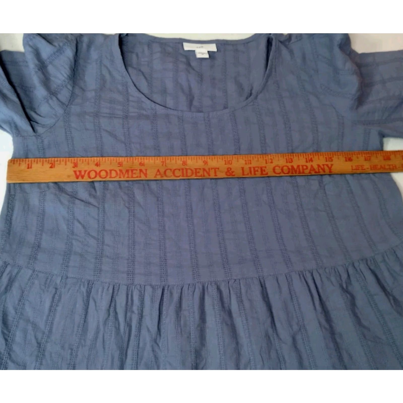 J. Jill J. Jill Blouse Women XS Blue Lightweight Woven Cotton Tiered Long Sleeve Pullover Regular Fit Shirt/Blouse Size XS / US 0-2 / IT 36-38 - 3 Thumbnail