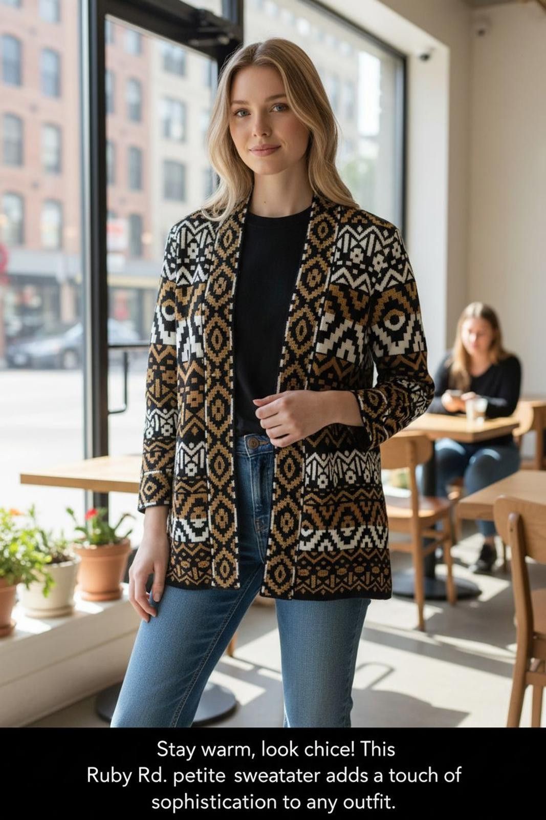 Other Ruby Rd. Petite Sweater Cardigan with Geometric Pattern Size S / US 4 / IT 40 - 1 Thumbnail