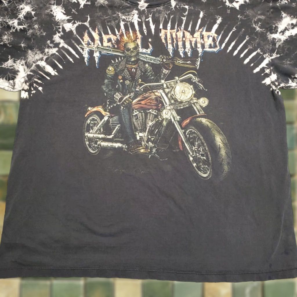 Vintage VINTAGE Skull ShirtZ Shirt Mens XXXL Black Hell Time Studded Zombie Motorcycle Biker AOP Shirt T-Shirt Crew Neck Short Sleeve Cotton Mens Size US XXL / EU 58 / 5 - 1 Thumbnail