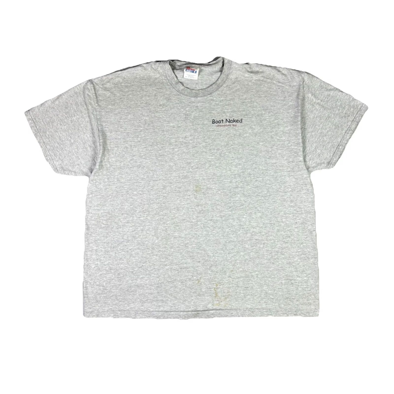 Hanes VINTAGE Boat Naked T Shirt Chesapeake Bay Funny Quote Promo Adult XXL Gray Hanes 90s Size US XXL / EU 58 / 5 - 2 Thumbnail