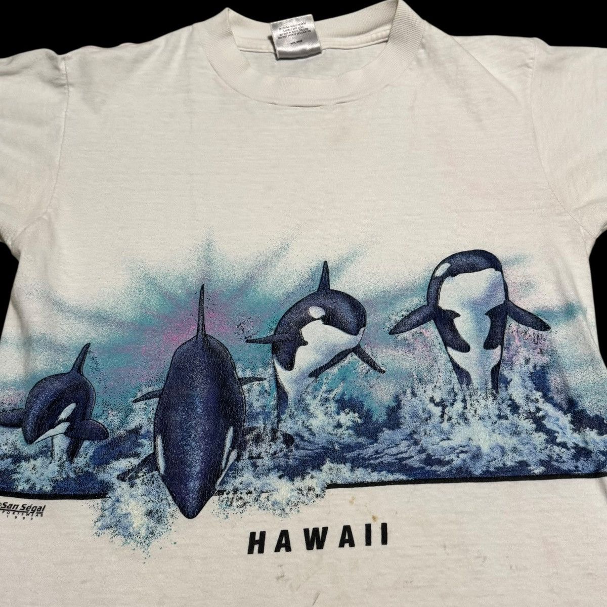 Vintage Oneita Hawaii Orca Ocean Wrap Around Stained Shirt Men's M Size US M / EU 48-50 / 2 - 3 Thumbnail