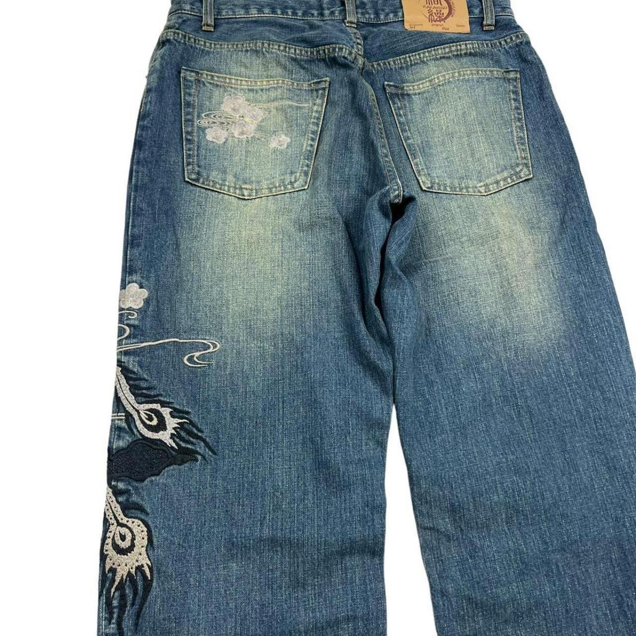 Karakuri Tamashii Vintage Karakuri Tamashii Embroidered Phoenix Jeans Waist 33 Size US 33 - 3 Thumbnail
