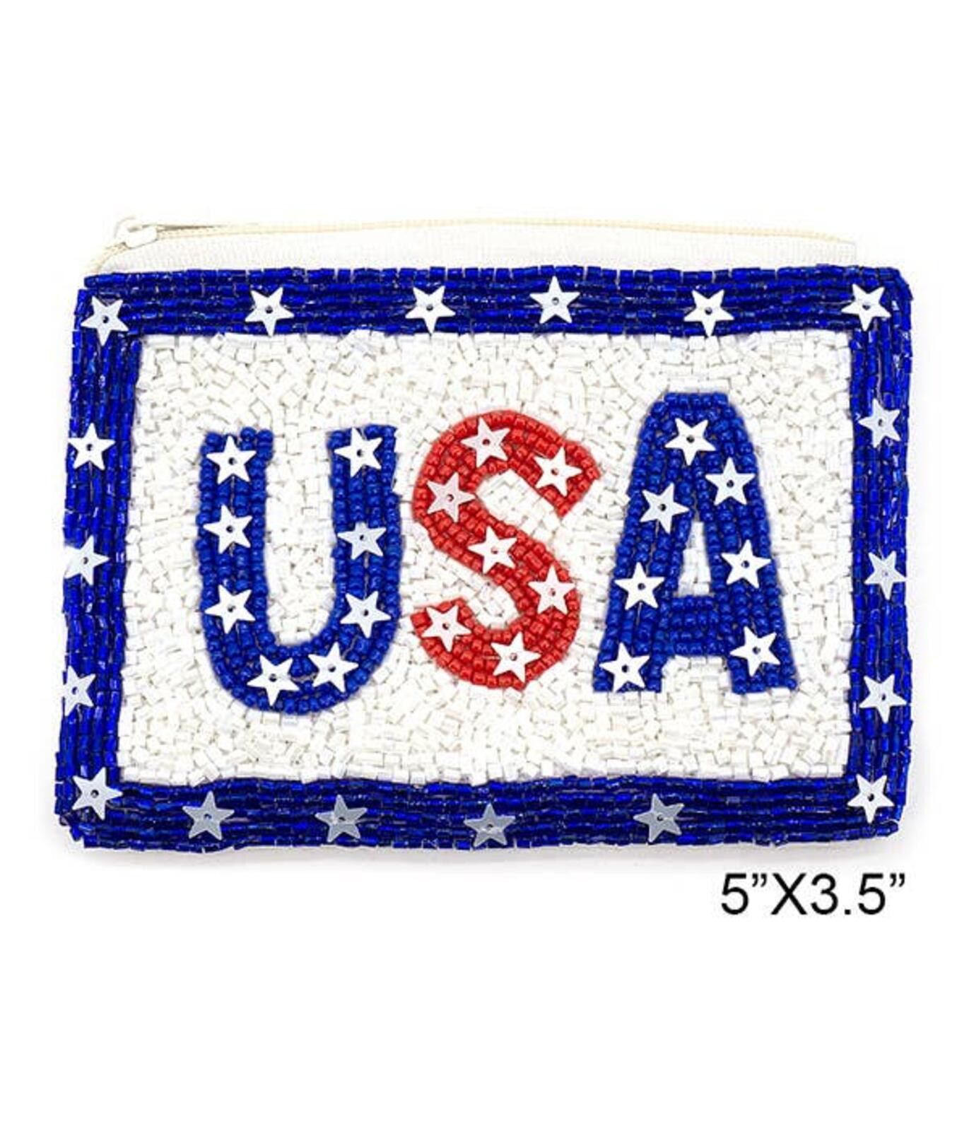 The Unbranded Brand Beaded USA Patriotic Coin Purse Size ONE SIZE - 1 Preview